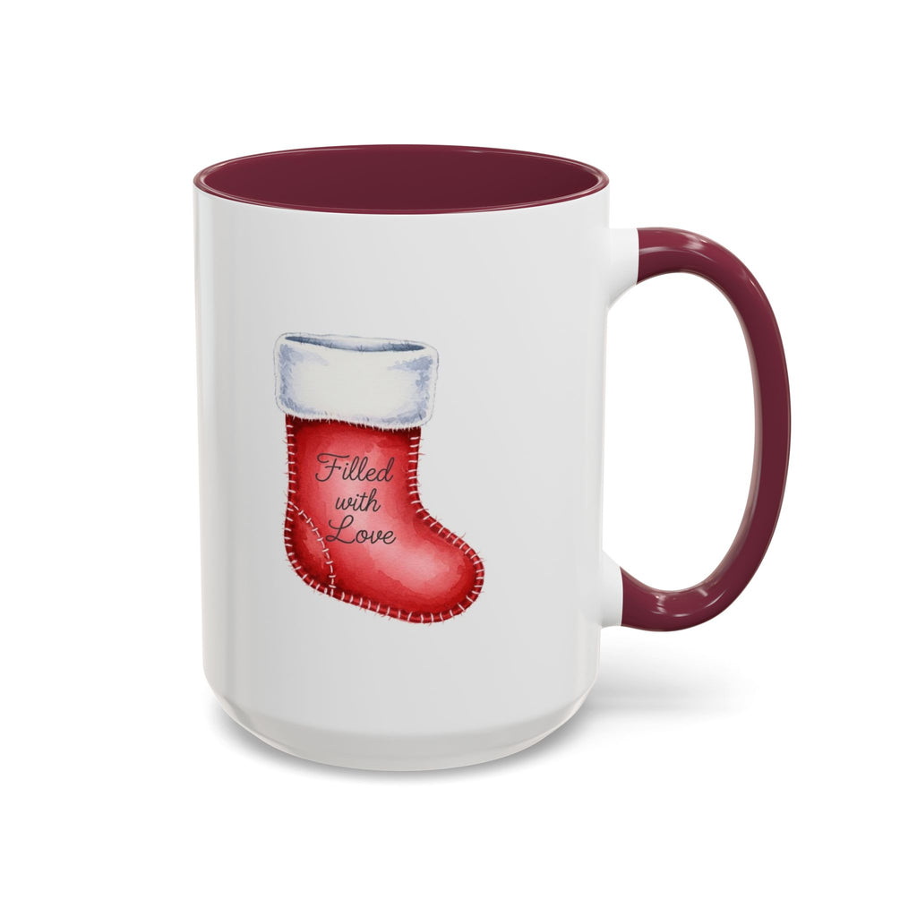 Holiday Mugs Christmas Gift Ideas Hot Cocoa & Coffee Cup Designs Filled with Love - Colorful 11oz & 15oz