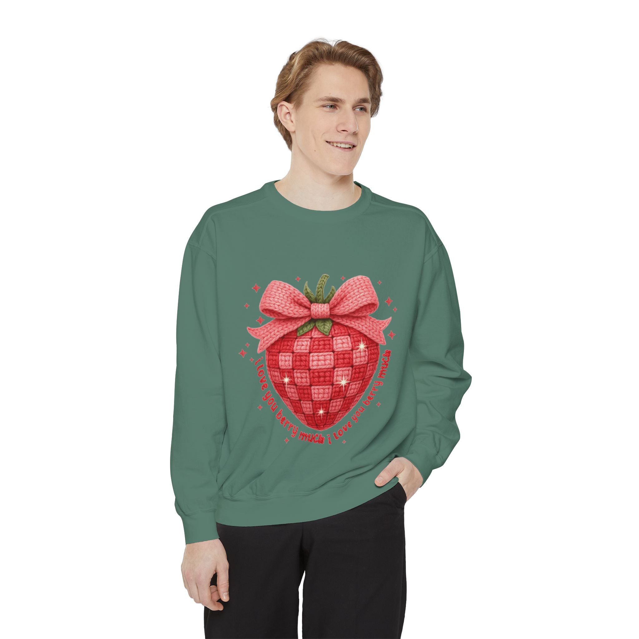 Strawberry Bow Sweatshirt  "I Love You Berry Much" Cute Valentine Pullover