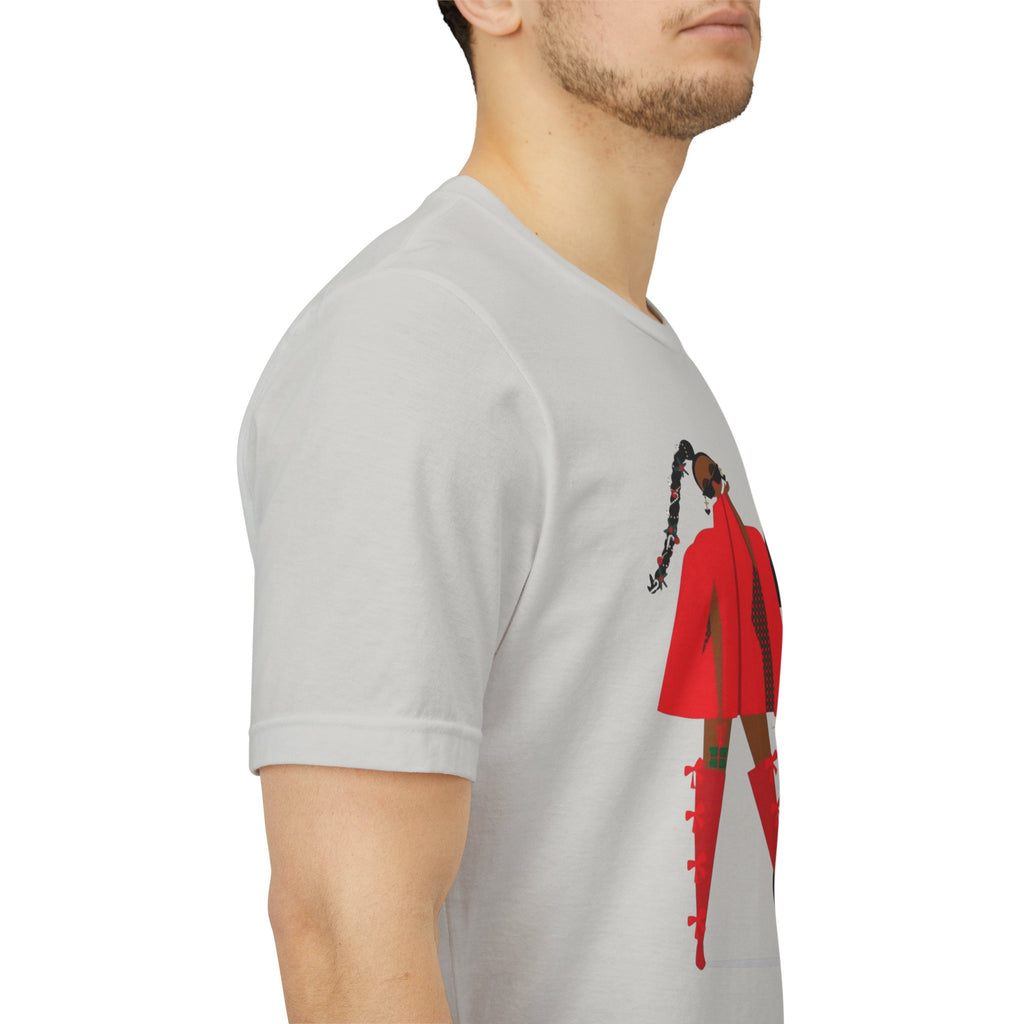 December Fashion Tee  Red Coat Model Graphic Shirt