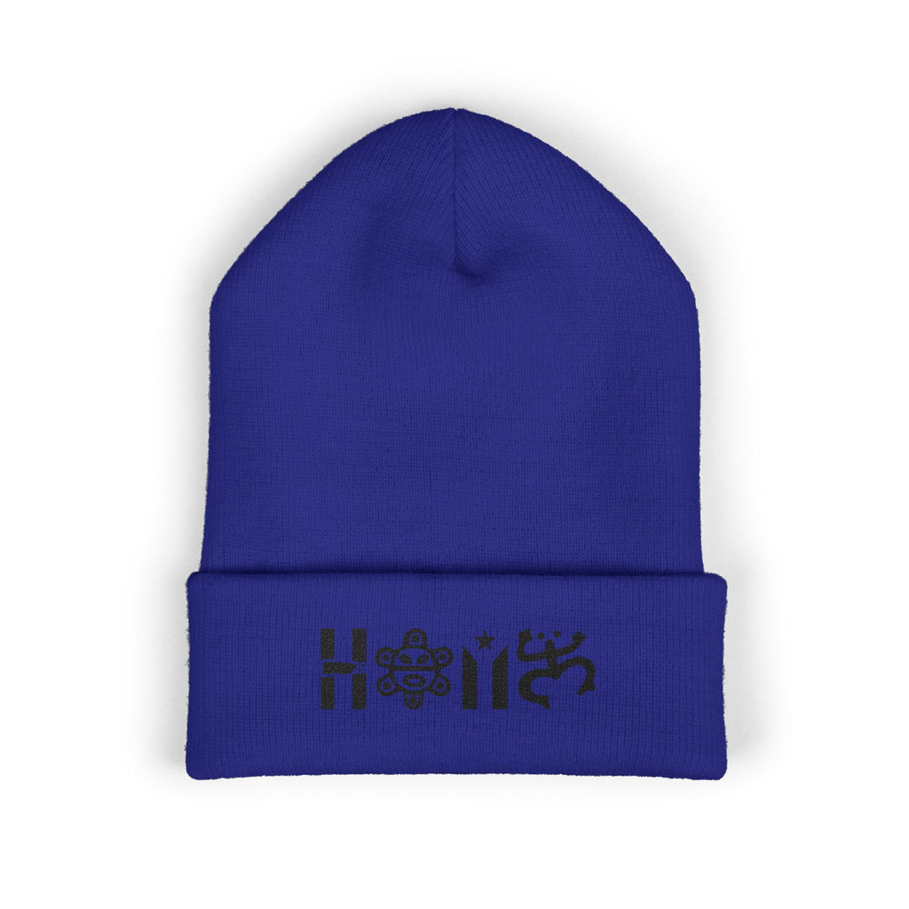 Embroidered 'Holi' Symbol Knit Hat Puerto Rico Beanie Hat – Boricua Pride Cuffed Winter Hat