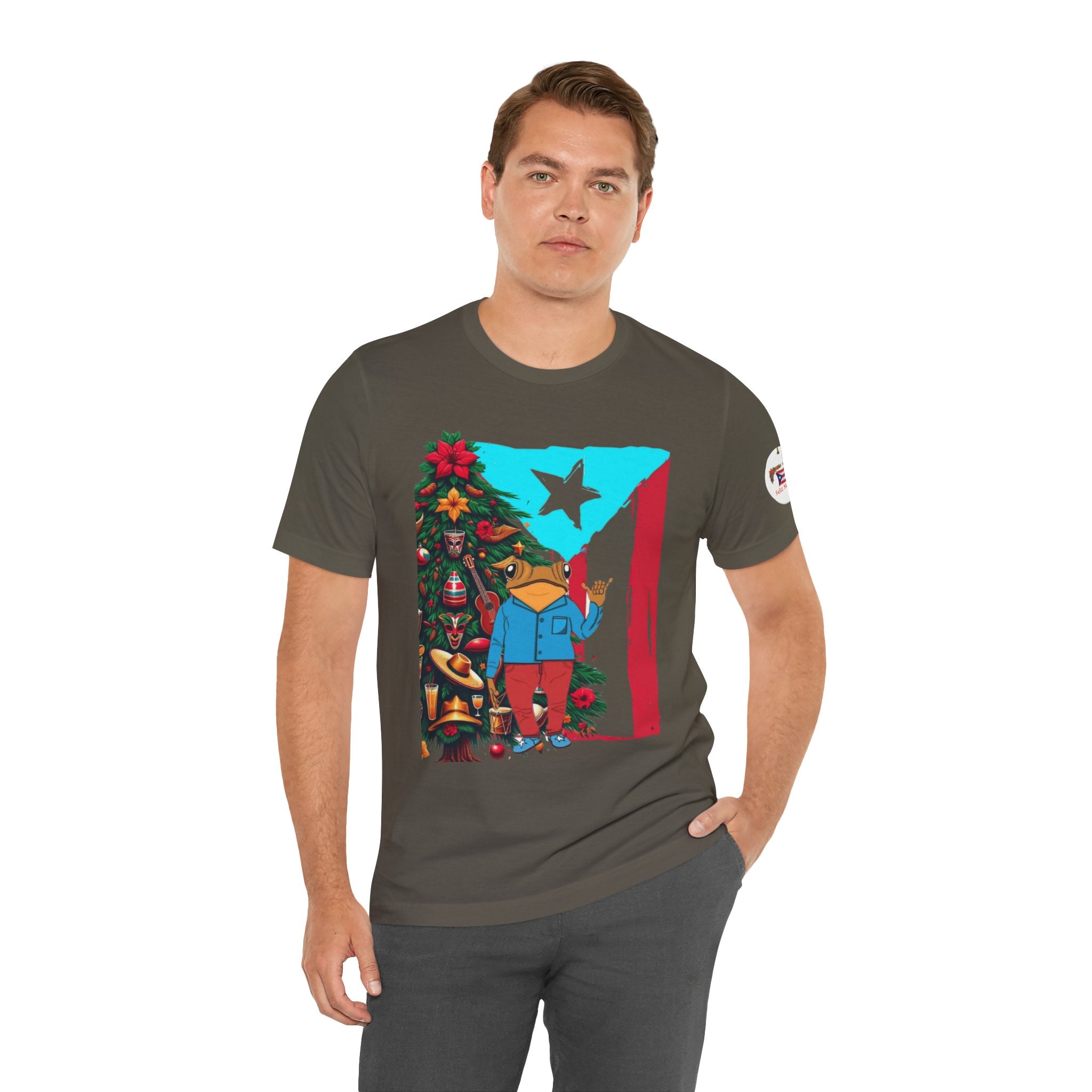 Puerto Rico Holiday T-Shirt  Coquí by Christmas Tree Graphic Puerto Rico’s Navidades