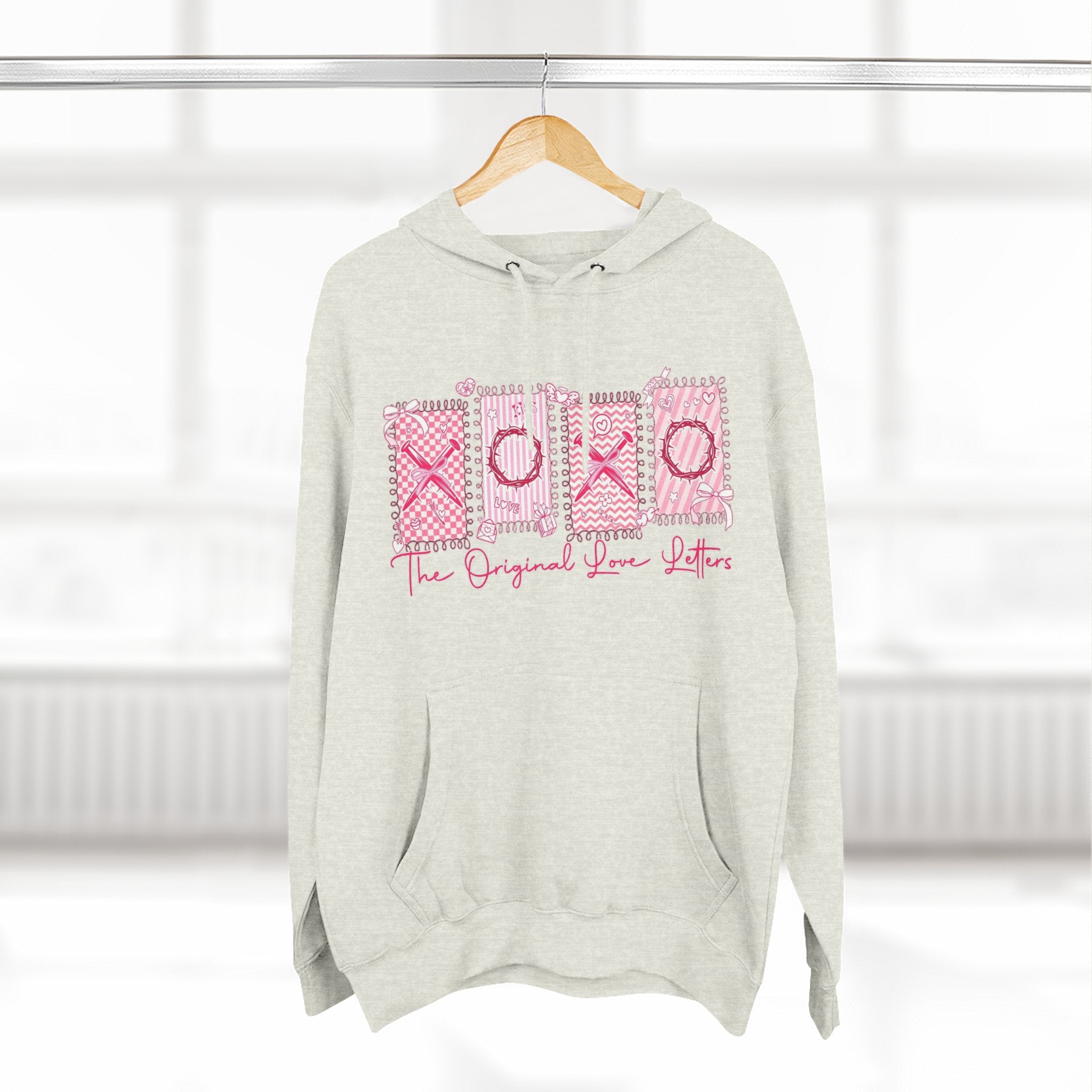 Hoodie  Pink XOXO Three Panel Love Letters Fleece Hoodie