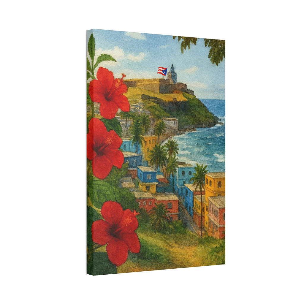 Puerto Rico Coastal Canvas Print — Old San Juan Seaside Wall Art (Stretched 1.5")