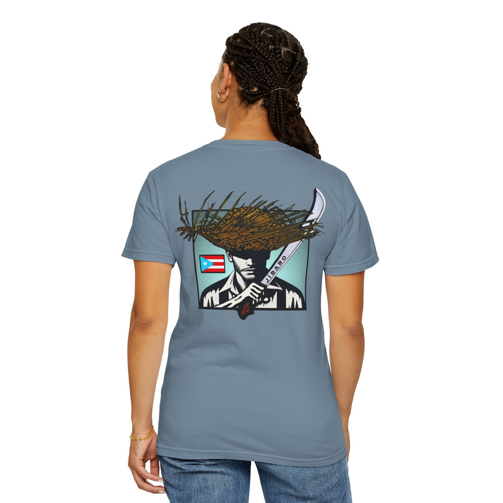 T-Shirt  "Jíbaro" Puerto Rican Heritage Tee (Back Machete  Sombrero de Paja Design) Puerto Rico’s Navidades