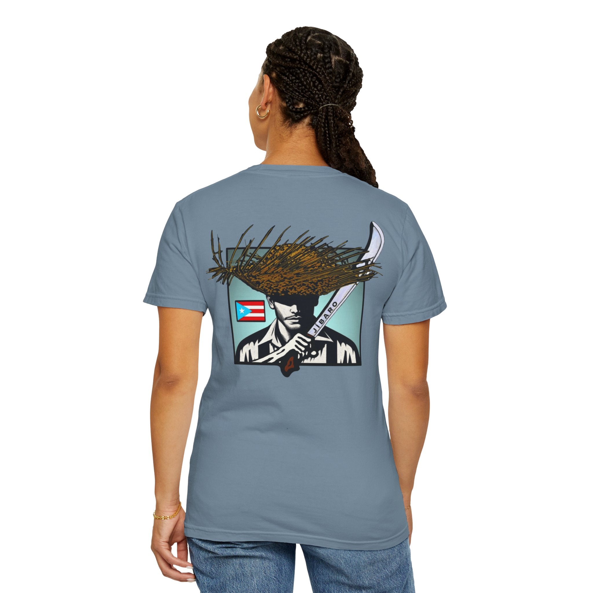 T-Shirt  "Jíbaro" Puerto Rican Heritage Tee (Back Machete  Sombrero de Paja Design) Puerto Rico’s Navidades