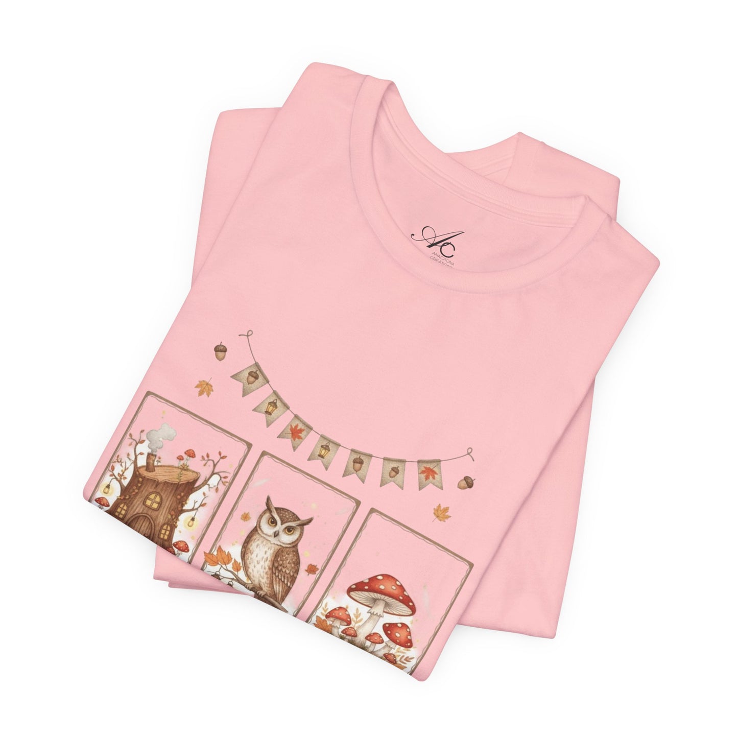 Enchanted Forest Fall Tee, Cute Owl Shirt, Autumn Graphic Tee, Nature Lover Gift, Cozy Fall Apparel, Wildlife T-Shirt, Unisex Fall Top