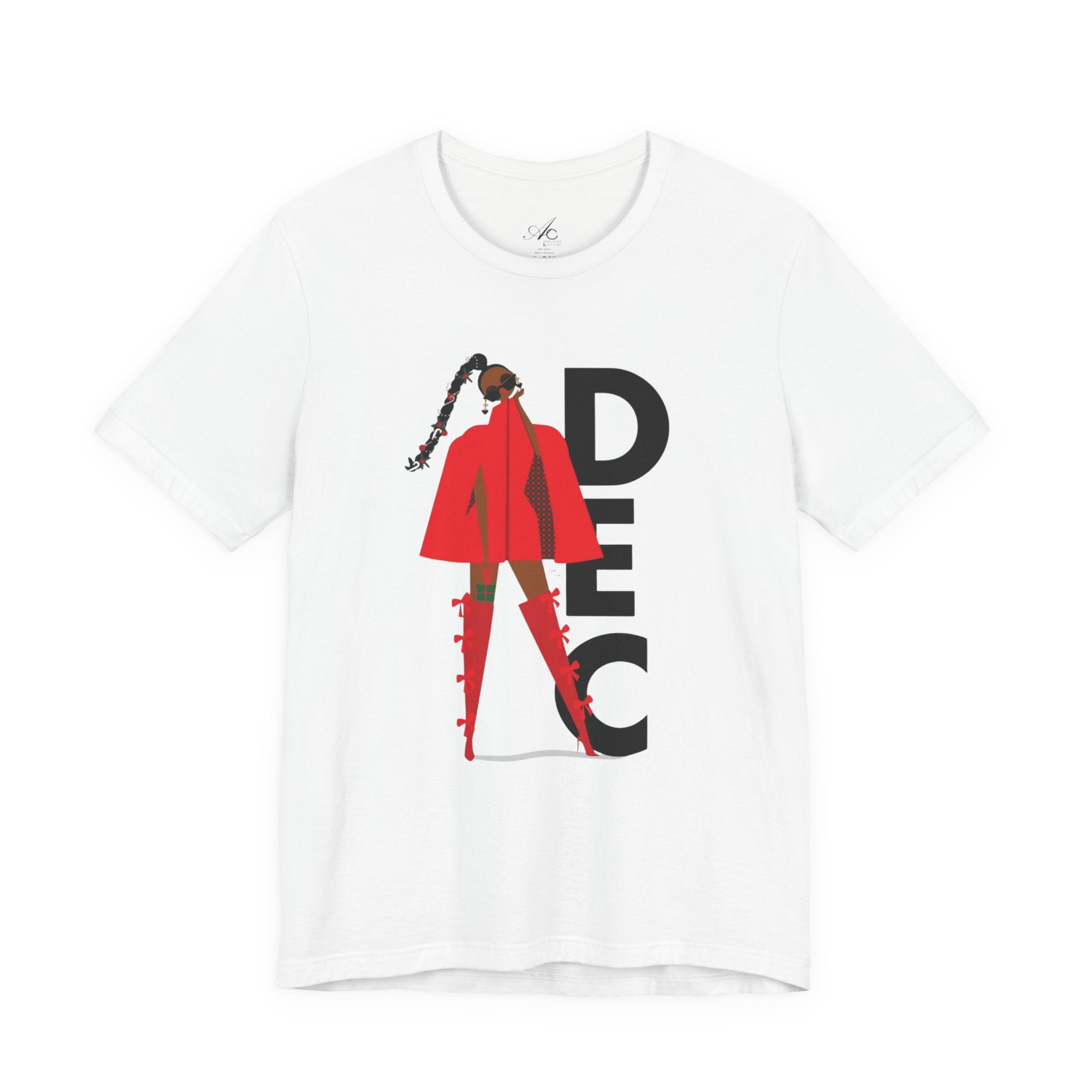 December Fashion Tee  Red Coat Model Graphic Shirt