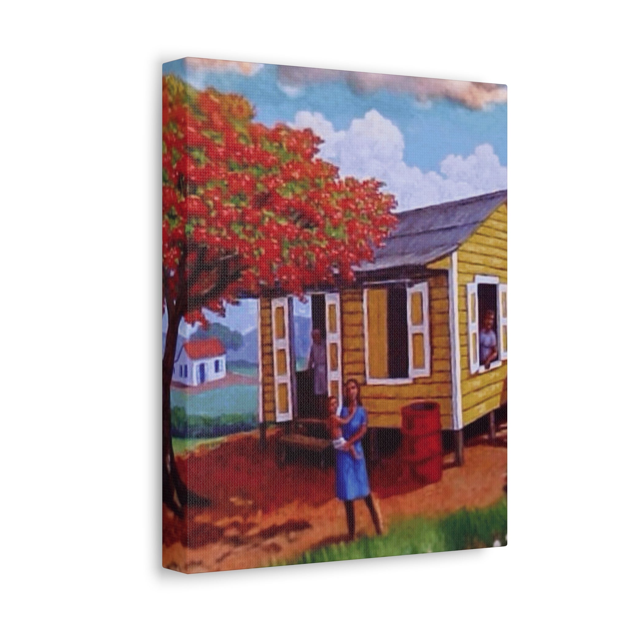 The Soul of Puerto RicoCaribbean Cottage Stretched Canvas  Tropical Village Scene Wall Art