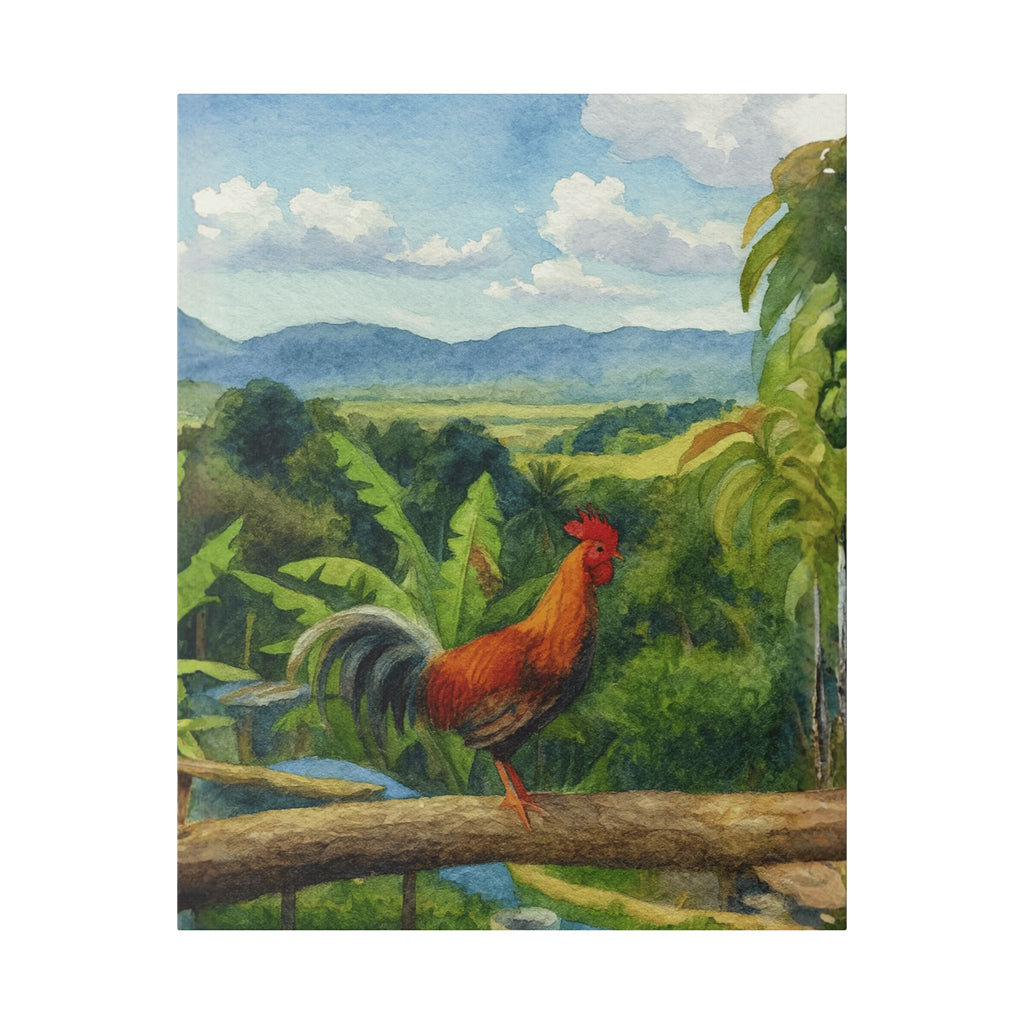 These Puerto Rico inspired Rooster Morning Landscape Canvas
