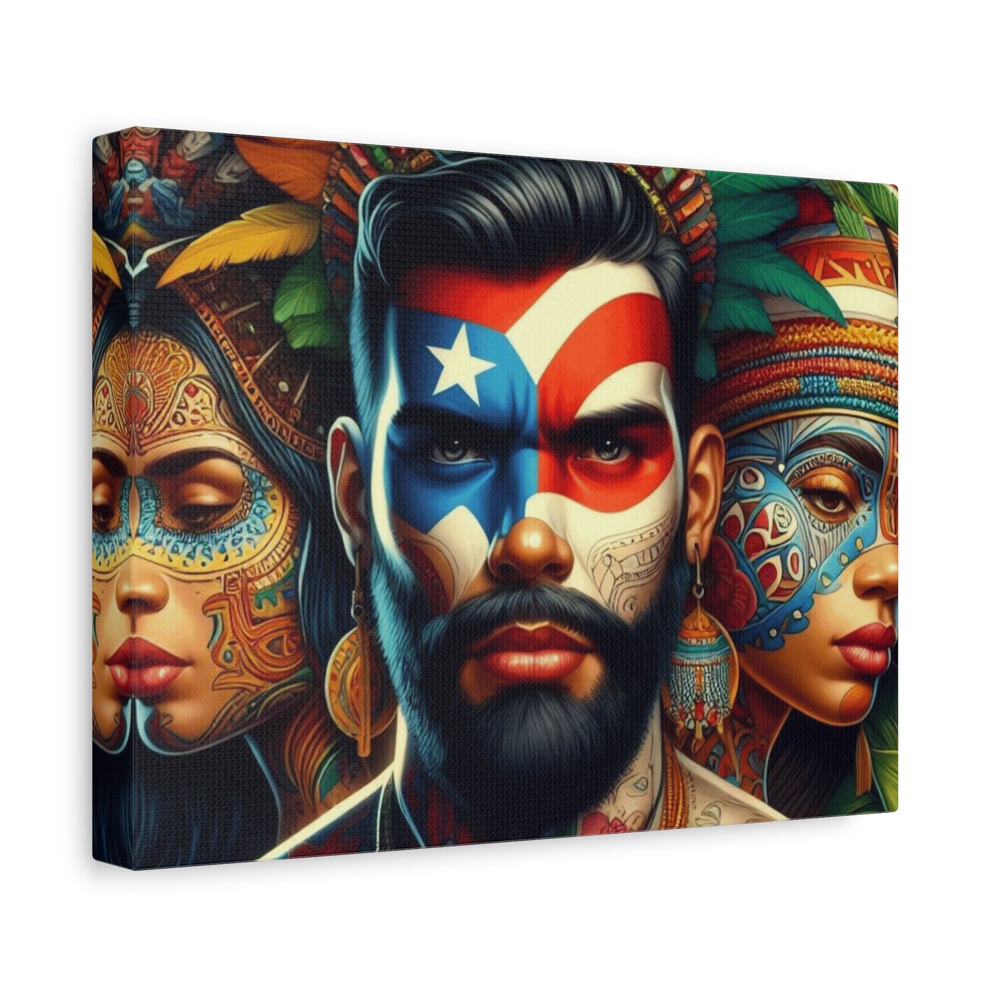 La Isla del Encanto Taíno Symbol Design Vibrant Cultural Art Canvas Print, Wall Decor, Home Decoration, Unique Artwork, Bohemian Style, Gift for Art Lovers
