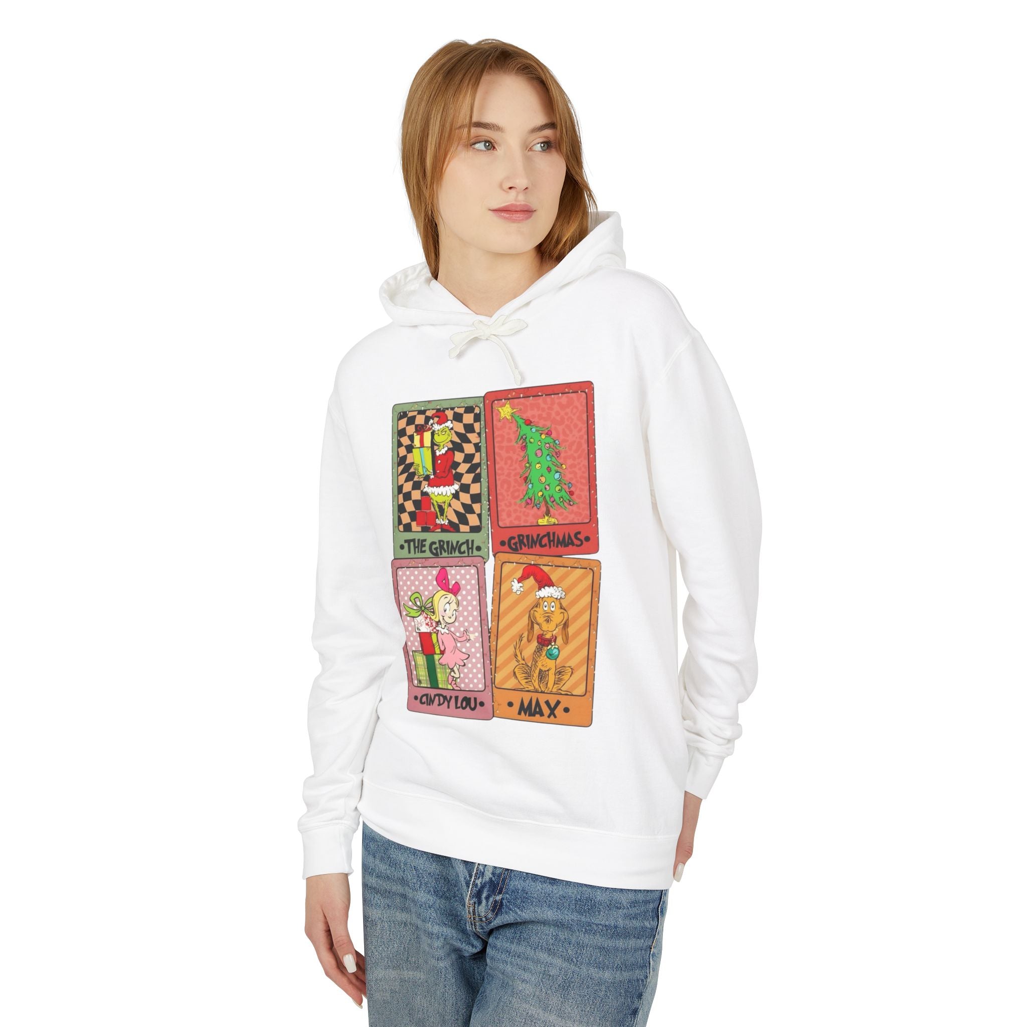 Grinchy Holiday Hoodie  'The Grinch' Christmas Cards Vintage Patch Pullover Cartoon Christmas T-shirts and Sweaters
