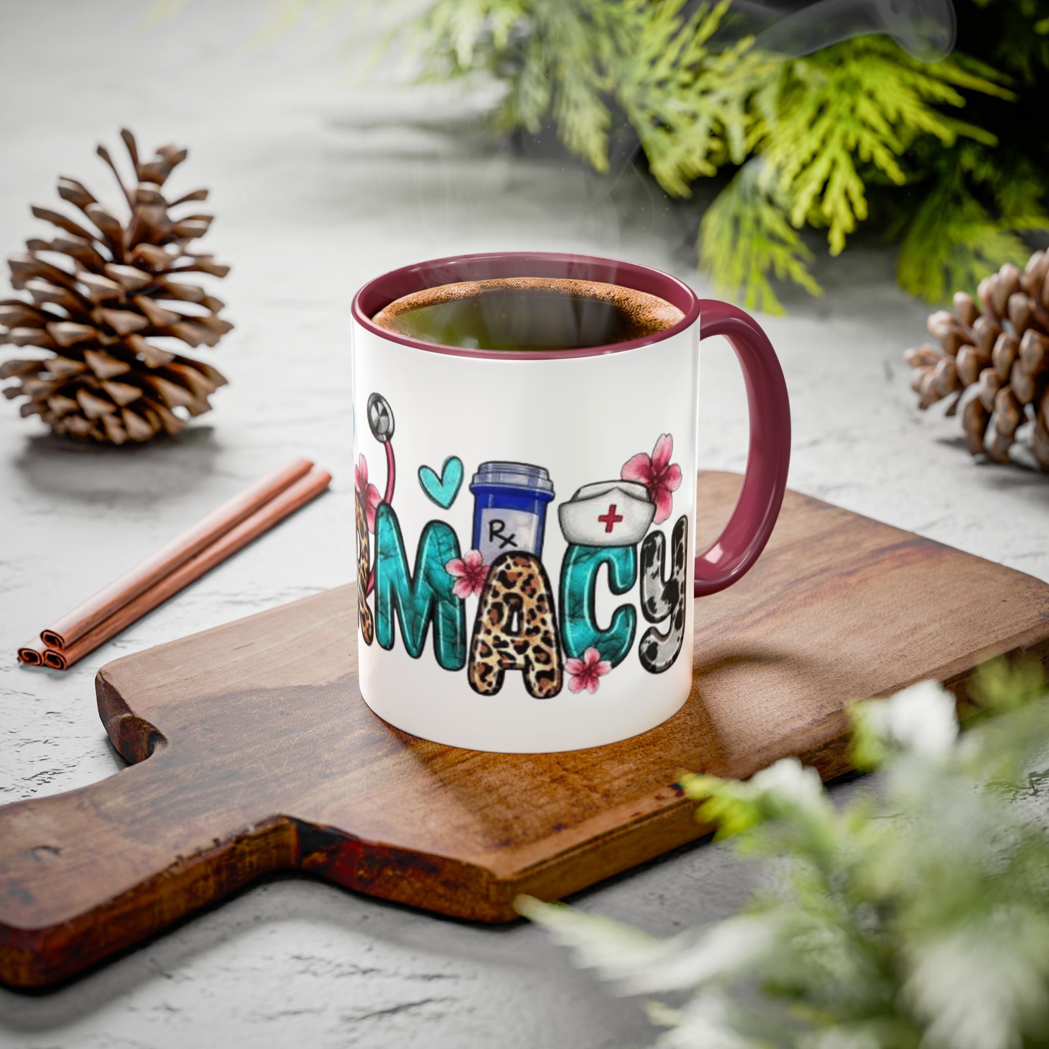 Pharmacy Nurse Coffee Mug — Cute Leopard & Teal Medical Design (11oz/15oz)Christmas mug for all healthcare heroes