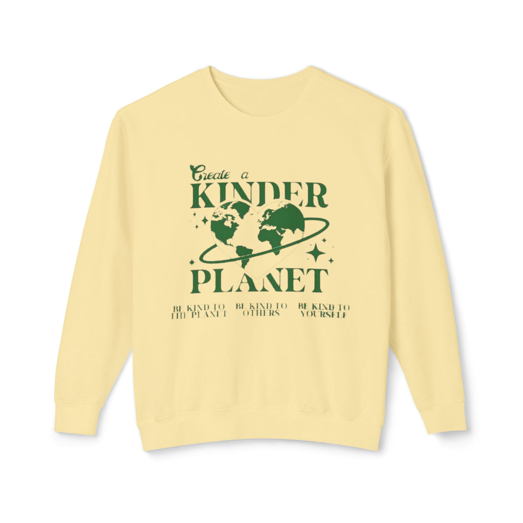 Kinder Planet Crewneck Sweatshirt Eco-Friendly Earth Day Graphic Pullover
