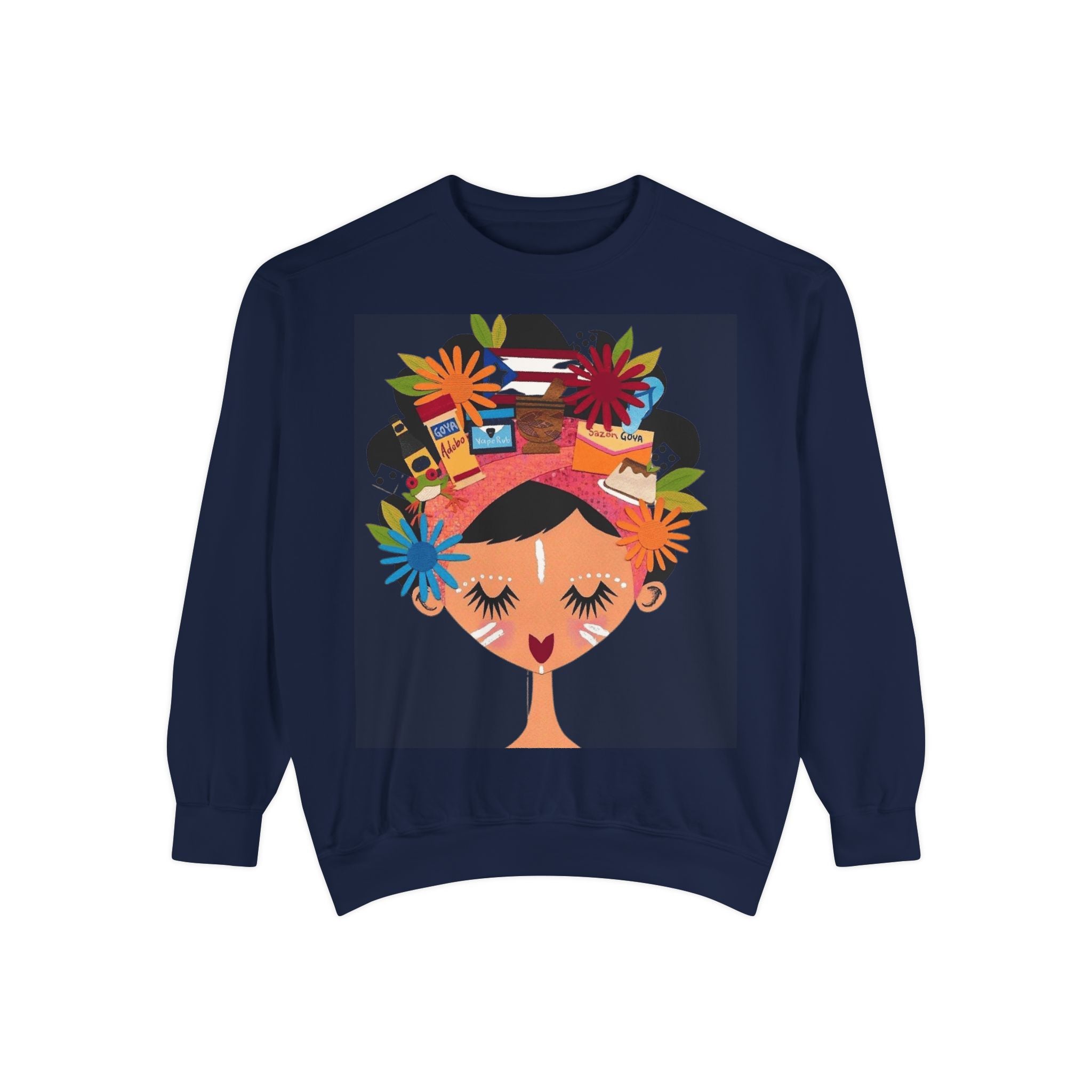 Floral Fiesta Sweatshirt — Colorful Tropical Woman Graphic Puerto Rico Navidades
