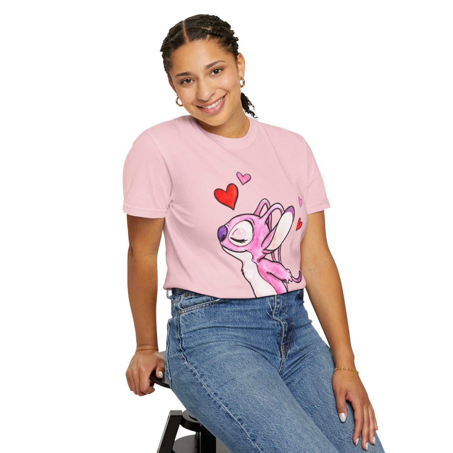 T-Shirt — Cute Pink Cartoon Creature with Hearts | Valentine’s Gift Tee