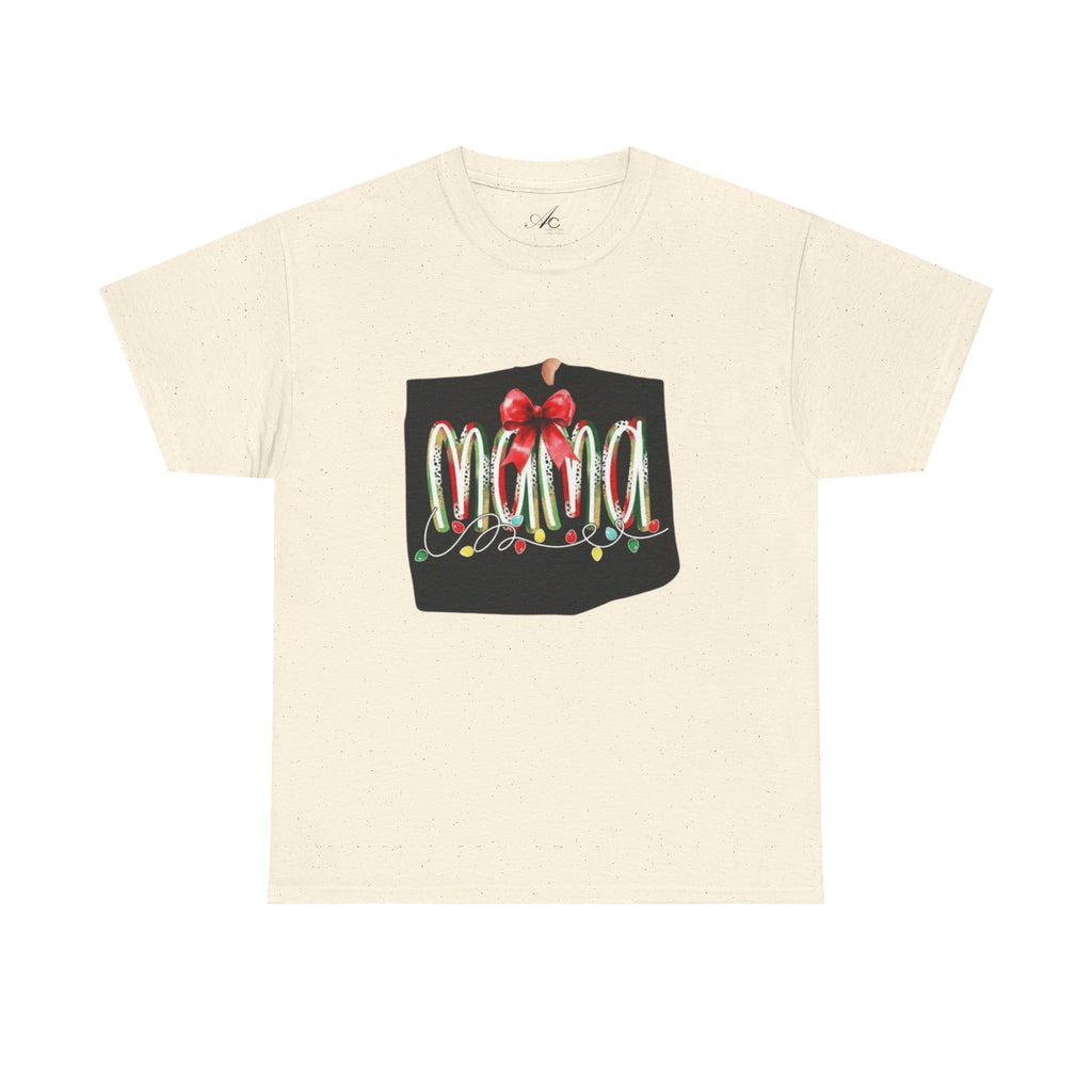 Festive Mama Tee, Cozy Holiday Shirt, Gift for Mom, Christmas T-Shirt, Unisex Cotton Tee