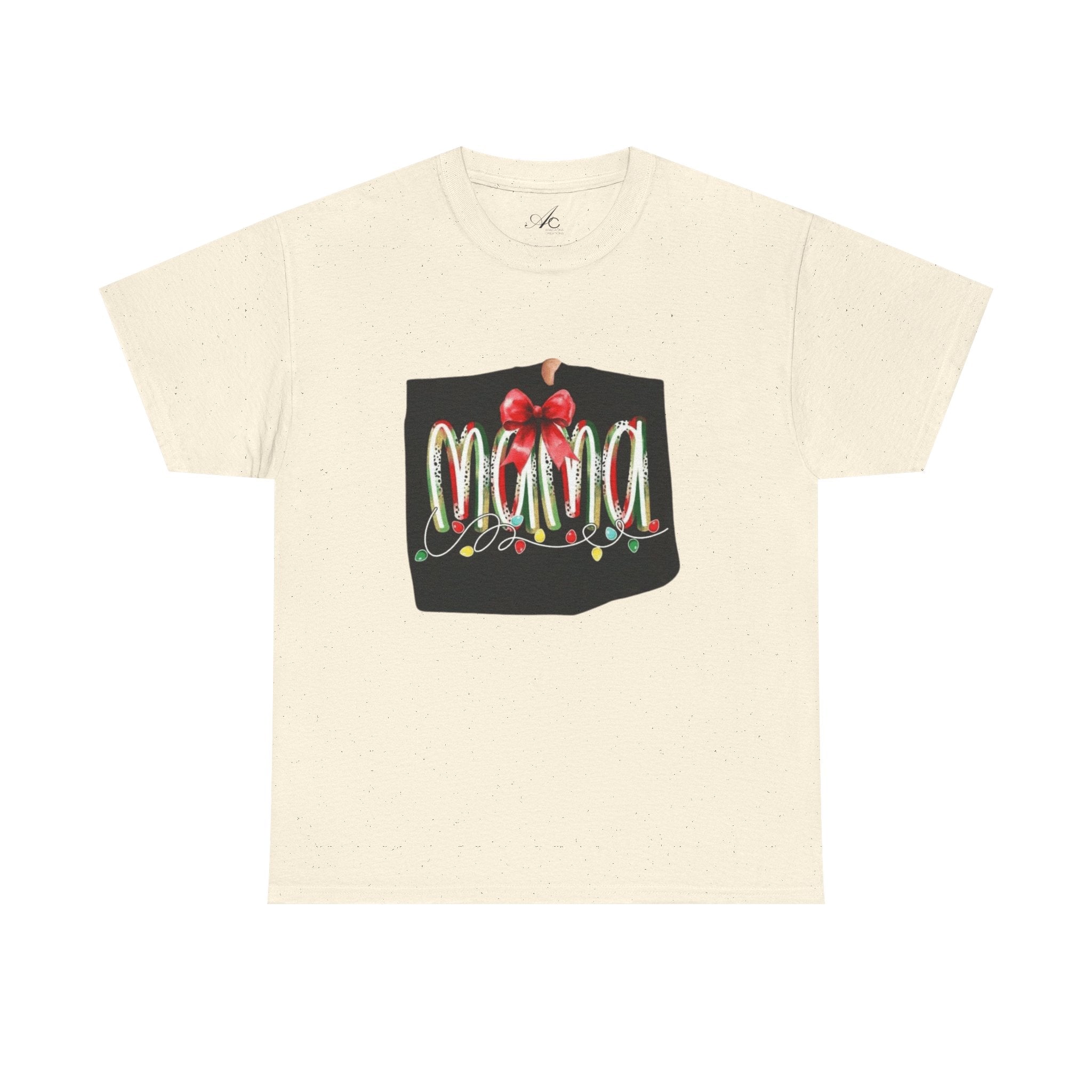 Festive Mama Tee, Cozy Holiday Shirt, Gift for Mom, Christmas T-Shirt, Unisex Cotton Tee