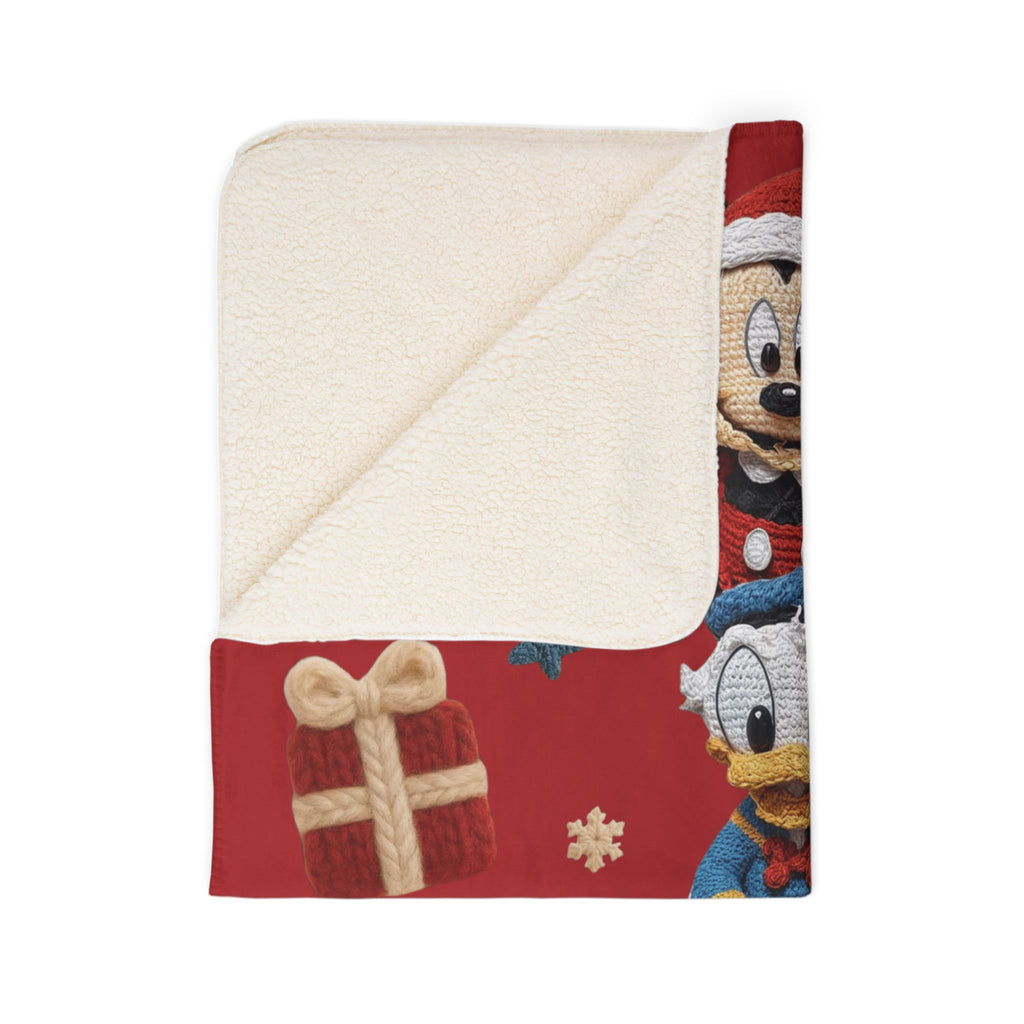 Winter Wonderland Cartoon Fleece Blanket Christmas Disney Fleece Sherpa Blanket  Mickey, Donald & Goofy Holiday Throw