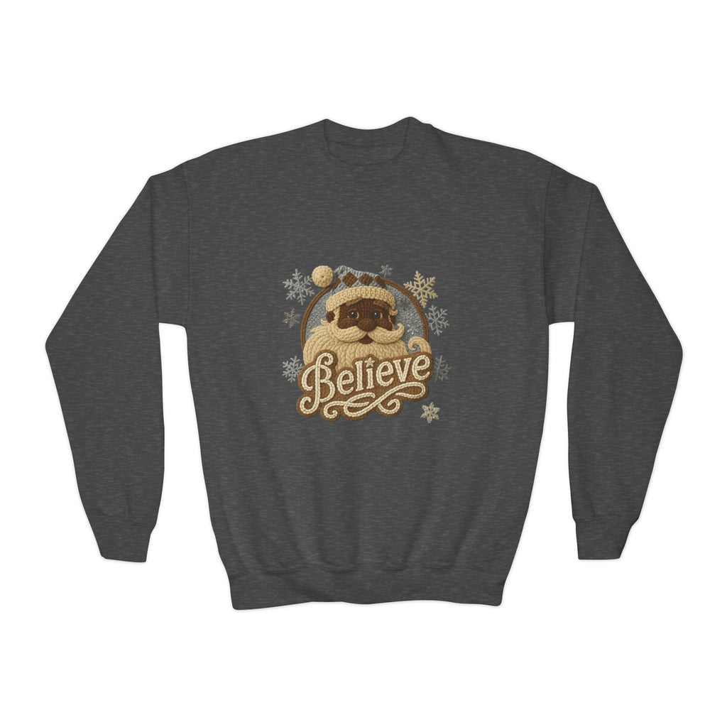 Youth Sweatshirt  'Believe' Cozy Sloth Holiday Crewneck
