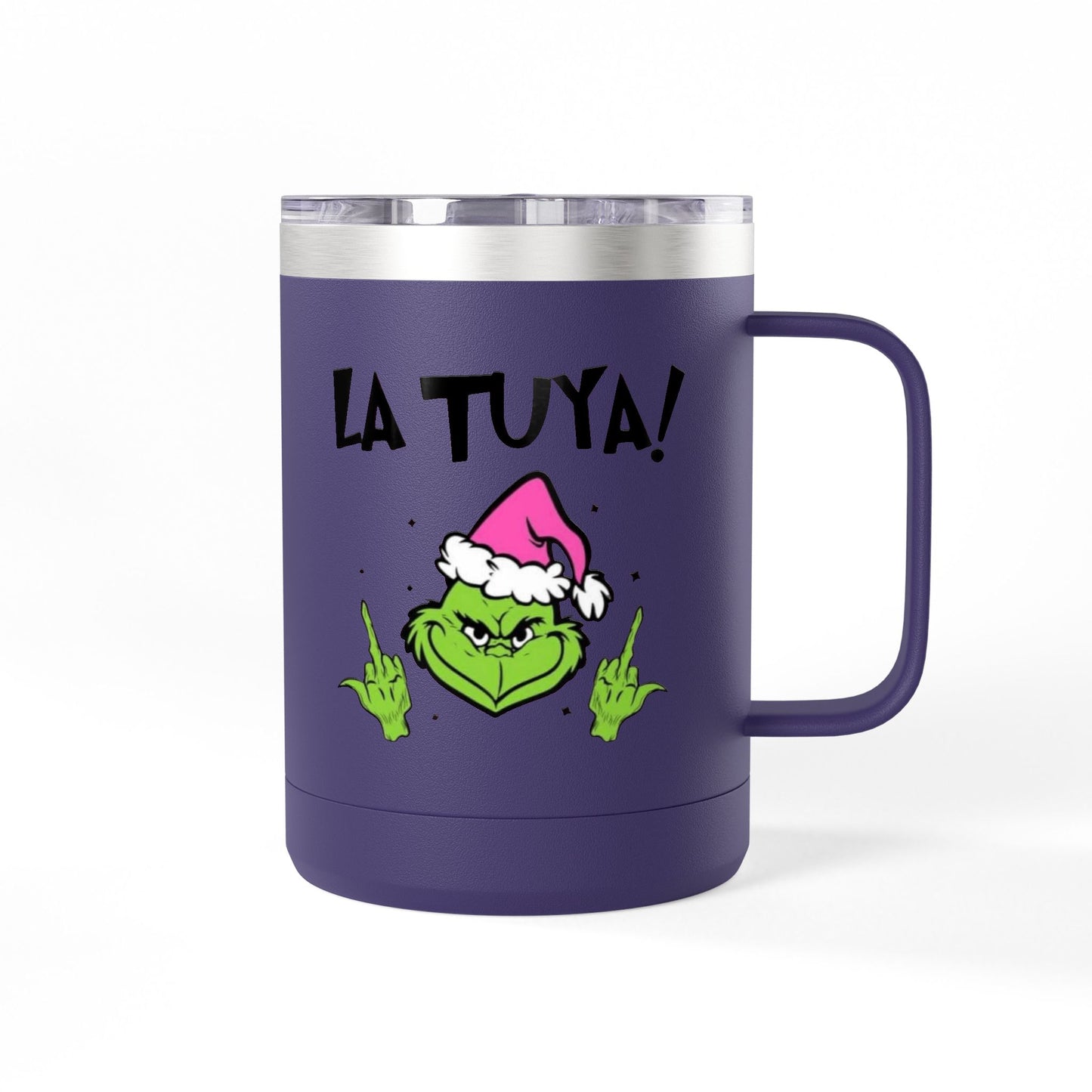 Holiday Grinch Coffee Mug Tumbler - 15oz Vaso / Taza de Acero Inoxidable – Diseño Navideño