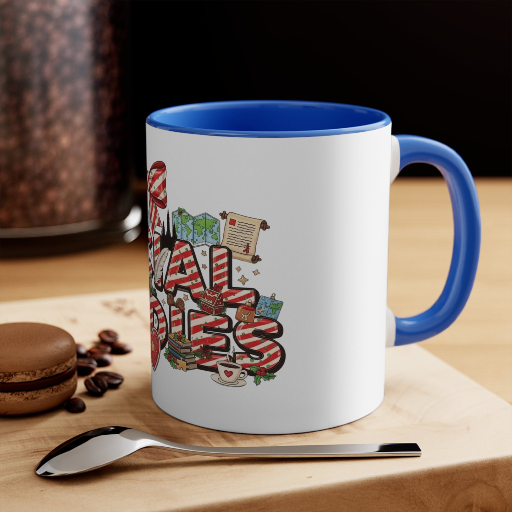 Social Studies Teacher Christmas Mug, Festive Candy-Stripe Holiday Coffee Cup School Staff Christmas Mug Collection,