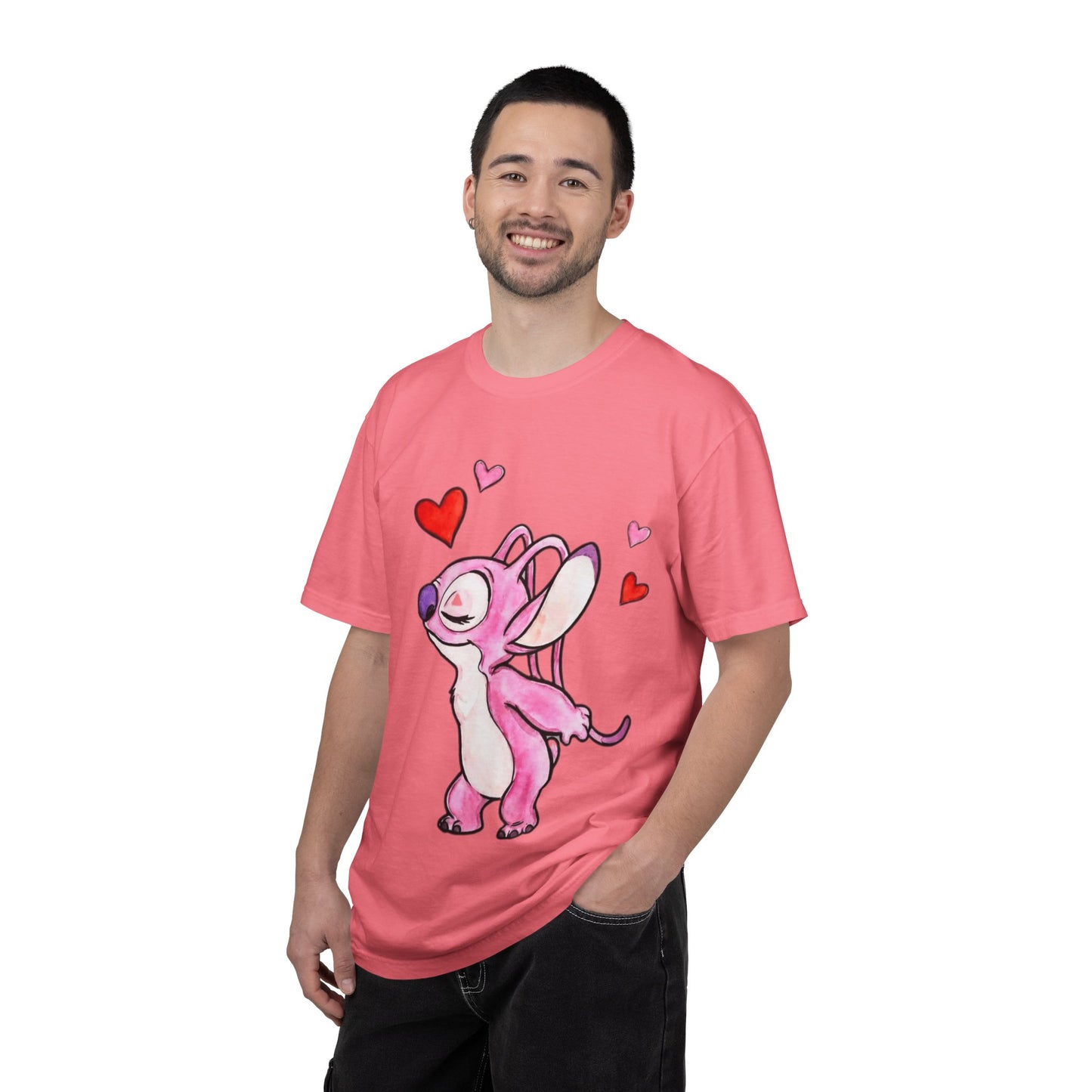 T-Shirt — Cute Pink Cartoon Creature with Hearts | Valentine’s Gift Tee