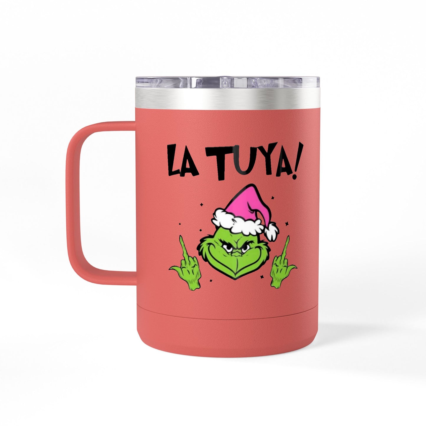 Holiday Grinch Coffee Mug Tumbler - 15oz Vaso / Taza de Acero Inoxidable – Diseño Navideño
