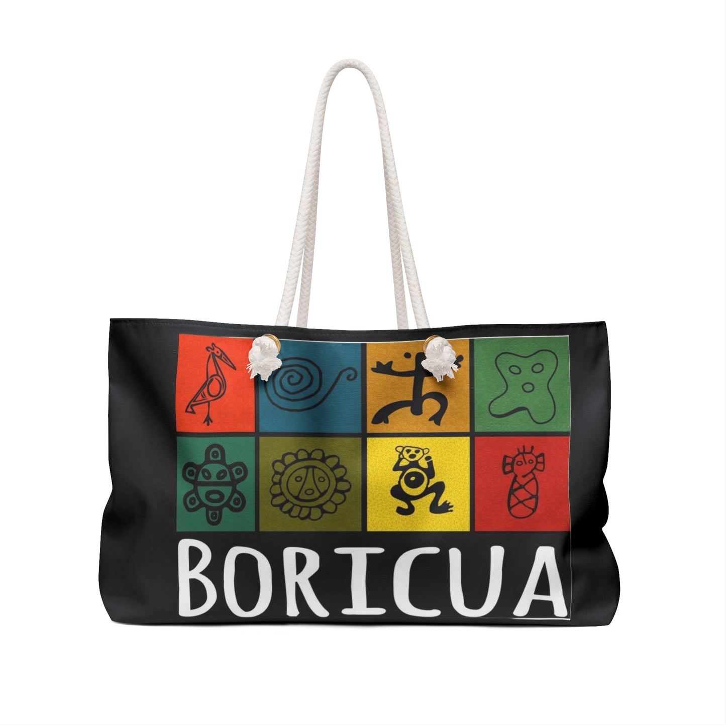 Boricua Symbols Weekender Bag Puerto Rican Coqui & Taino Petroglyph Travel Tote Puerto Rico Christmas Tote  Boricua Holiday Spirit