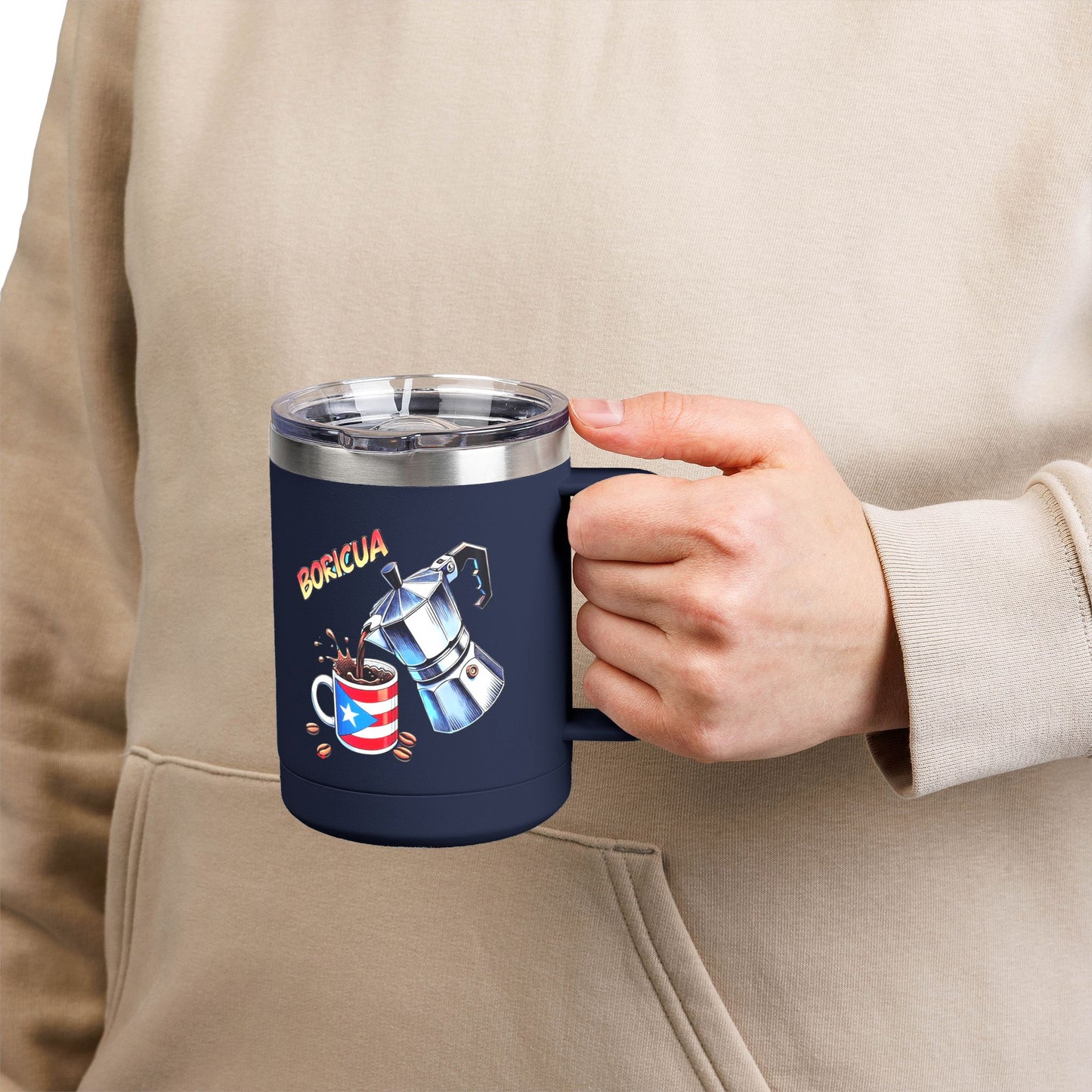 Puerto Rican Coffee Mug Tumbler, 15oz | Great Gift for Coffee Lovers, Unique Kitchen Decor, Perfect for Birthdays & Holidays