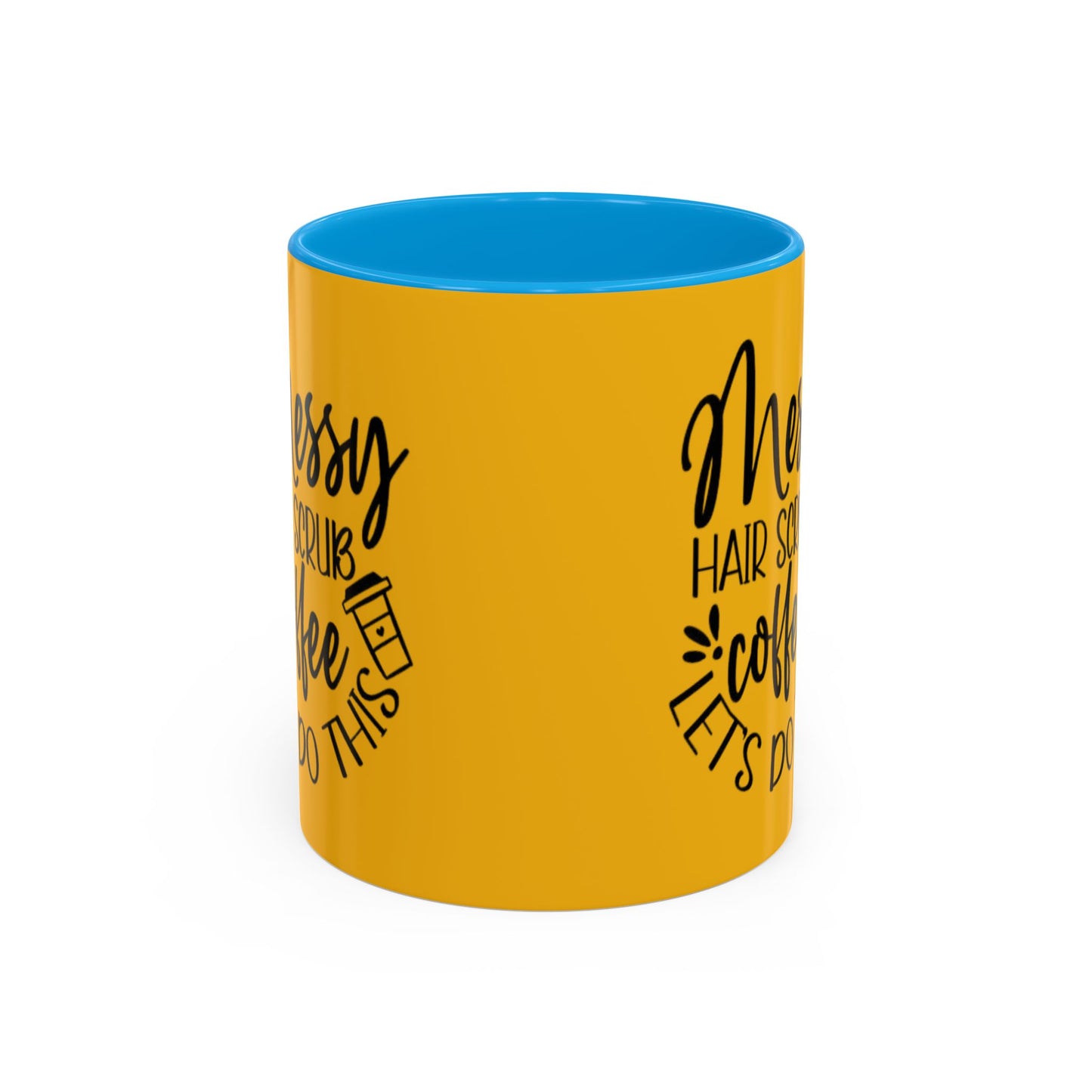 Holiday Coffee Cups with Festive Quotes & Designs Messy Hair Coffee Mug - Fun Yellow Ceramic Cup for Coffee Lovers