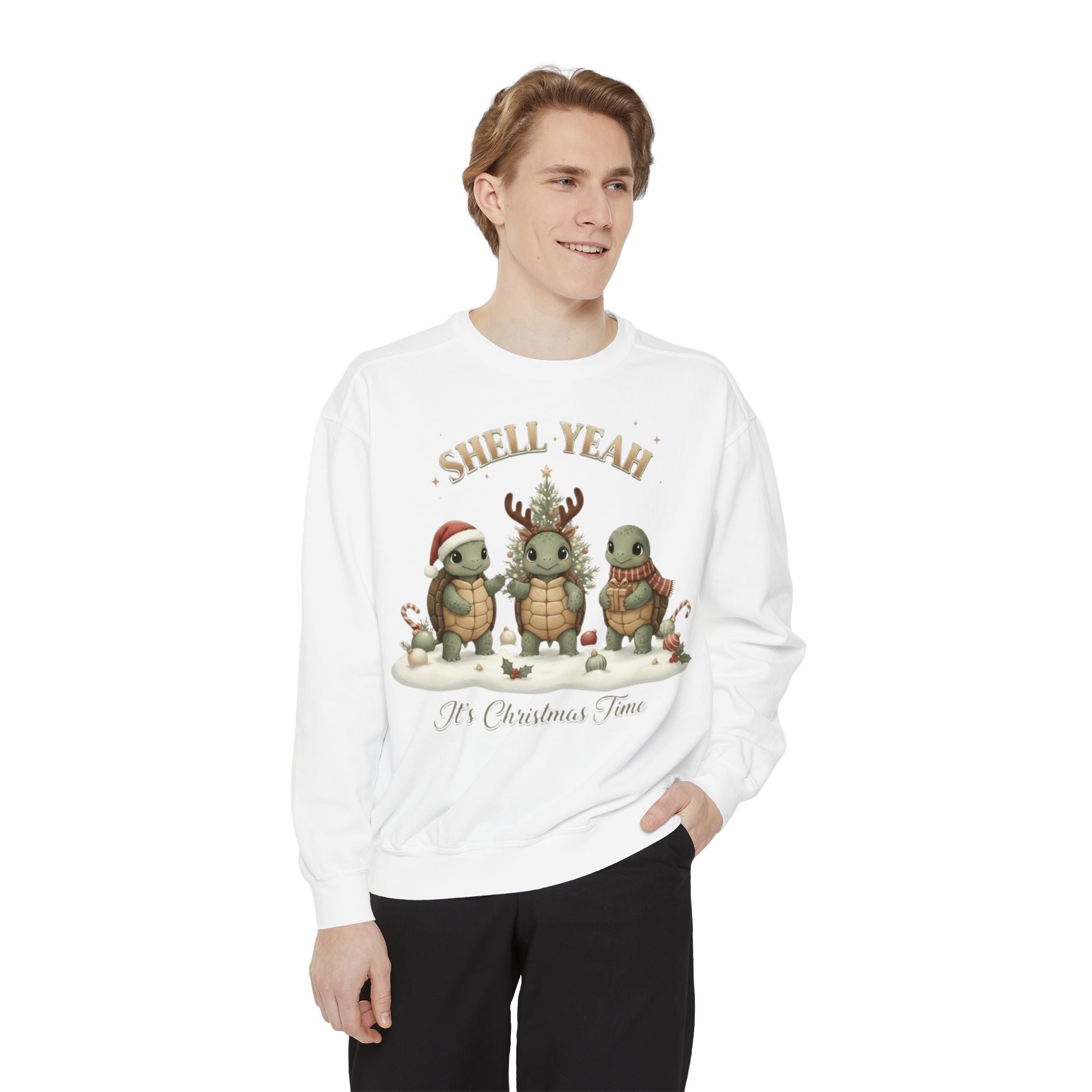 Christmas Turtle Sweatshirt  "Shell Yeah, It’s Christmas Time" Holiday Pullover