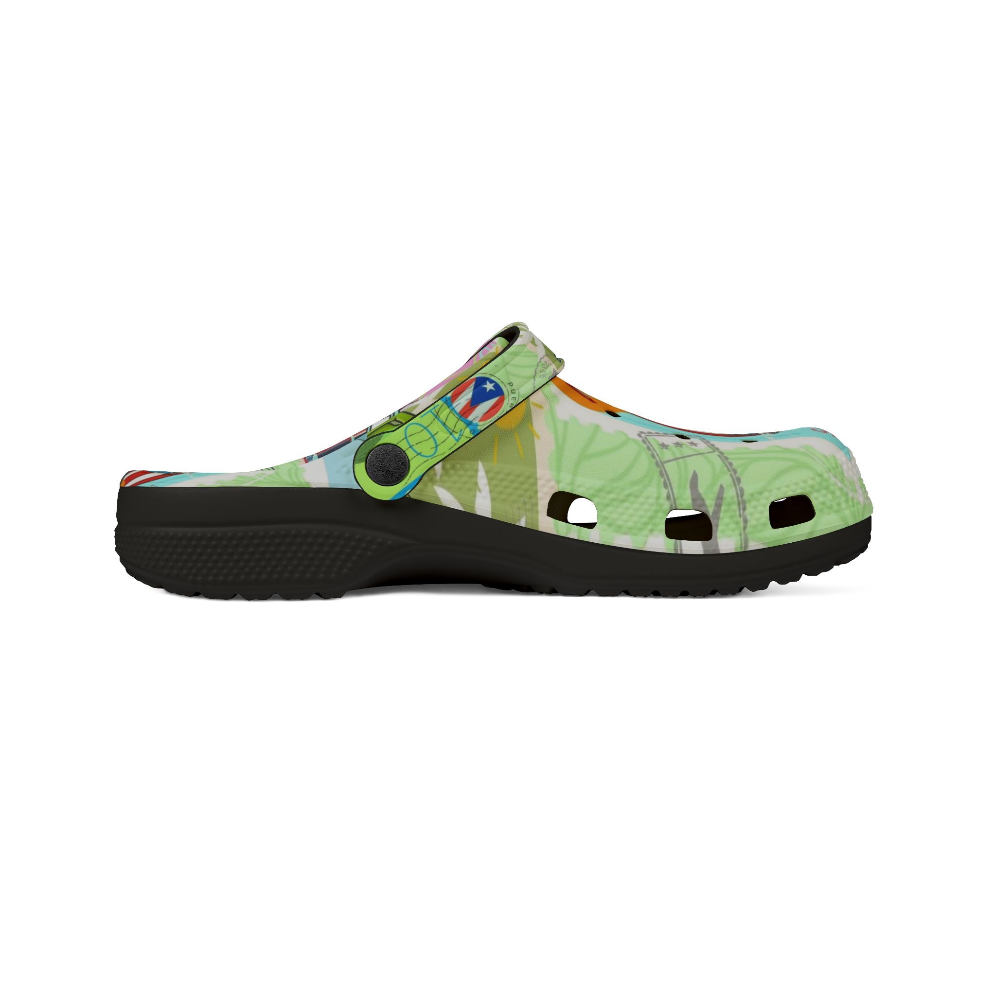 Puerto Rico Tropical Map EVA Foam Clogs — 'Puerto Rico Proud' Colorful Island Print