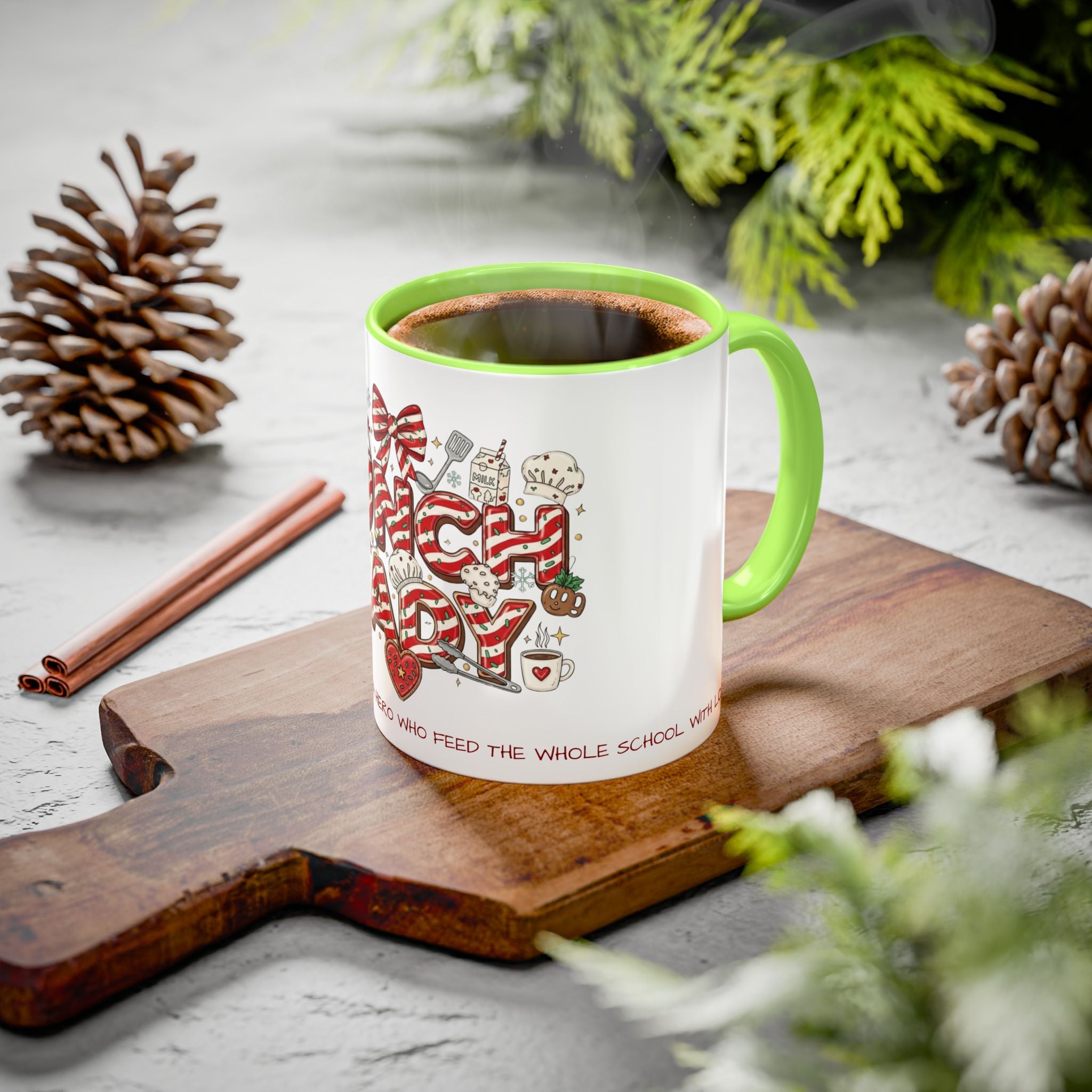 Lunch Lady Mug "Cafeteria Hero Who Feeds the Whole School With Love" | 11oz/15oz Gift  School Staff Christmas Mug Collection
