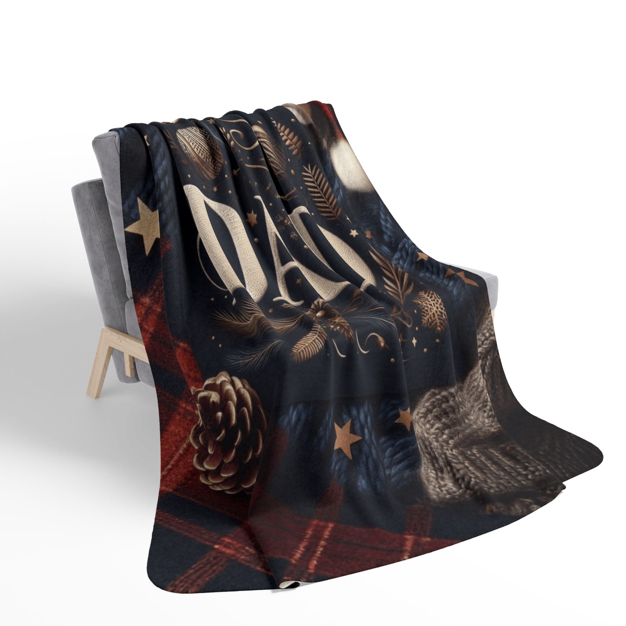 Dad Holiday Sherpa Blanket – Warm Cozy Fleece Throw for Christmas & Father’s Day Holiday Christmas Blanket,