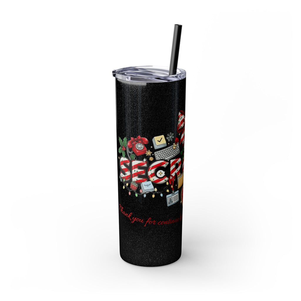 Christmas mug for the office team who keeps everything running smoothly. Candy Cane Christmas Office Secret Santa Design, 20oz with Straw