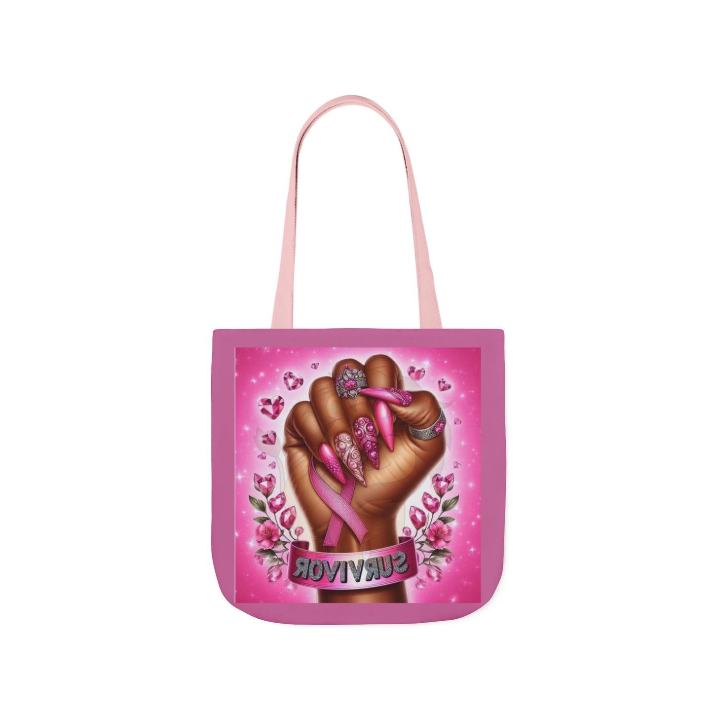 Breast Cancer Survivor Tote Bag  Pink Ribbon Empowerment Canvas Tote