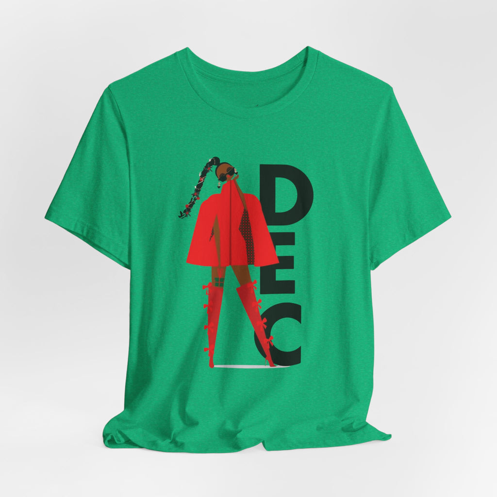 December Fashion Tee  Red Coat Model Graphic Shirt