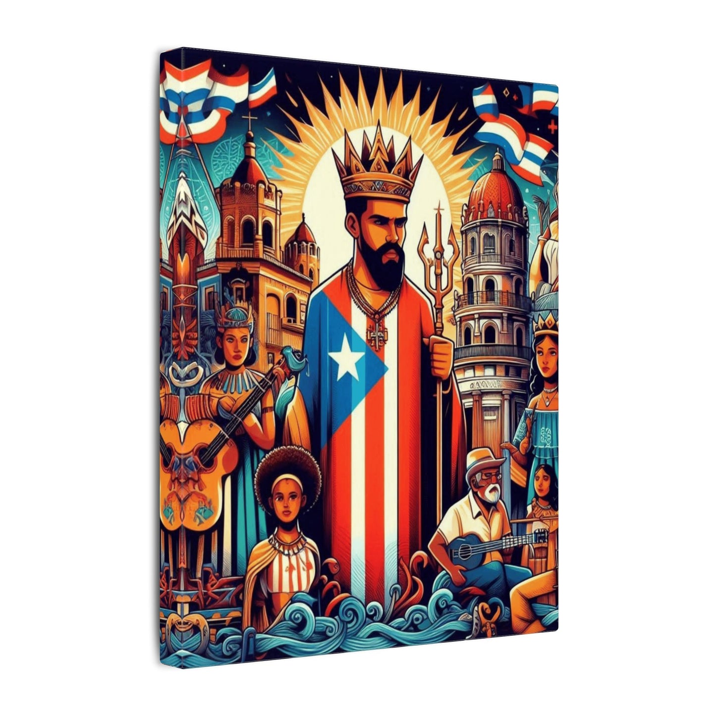 Vibrant Puerto Rican Art Canvas, Cultural Wall Decor, Celebration Decor, Unique Gift, Home Accent, Multi-Size