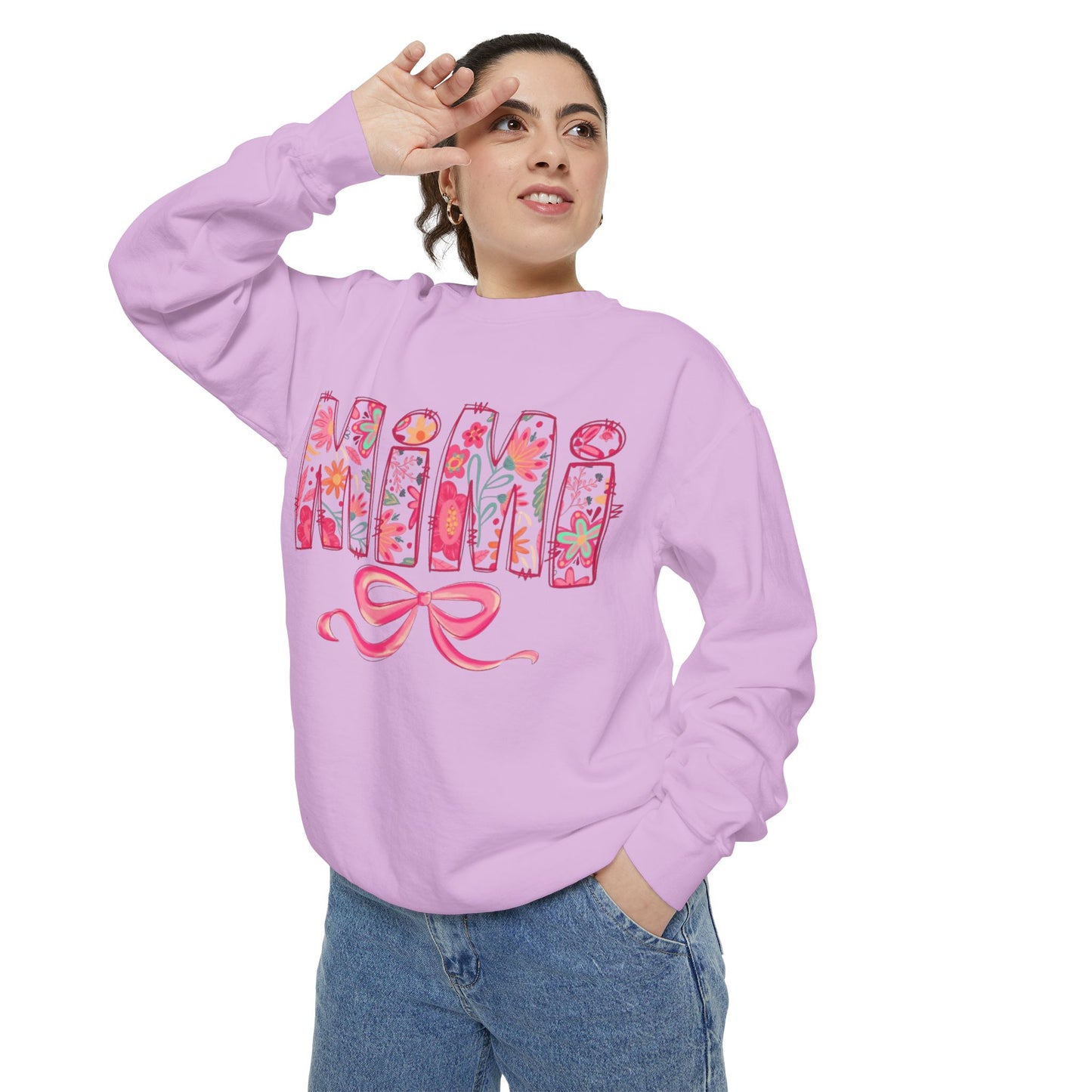 Mama Floral Sweatshirt  Pink Floral 'MAMA' Design with Bow