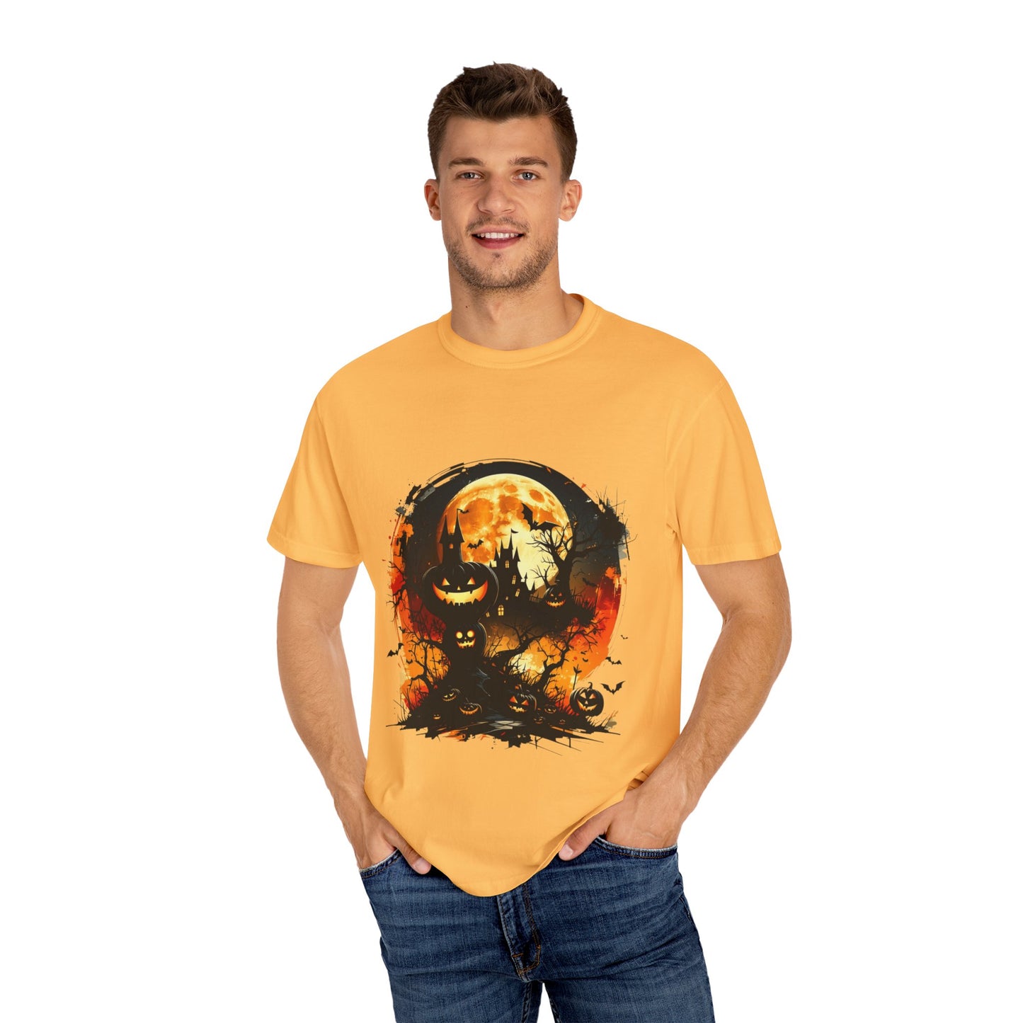 Halloween Moon Graphic T-shirt, Unisex Spooky Shirt, Fall Outfit, October Fest Tee, Halloween Party Wear, Trick or Treat T-shirt