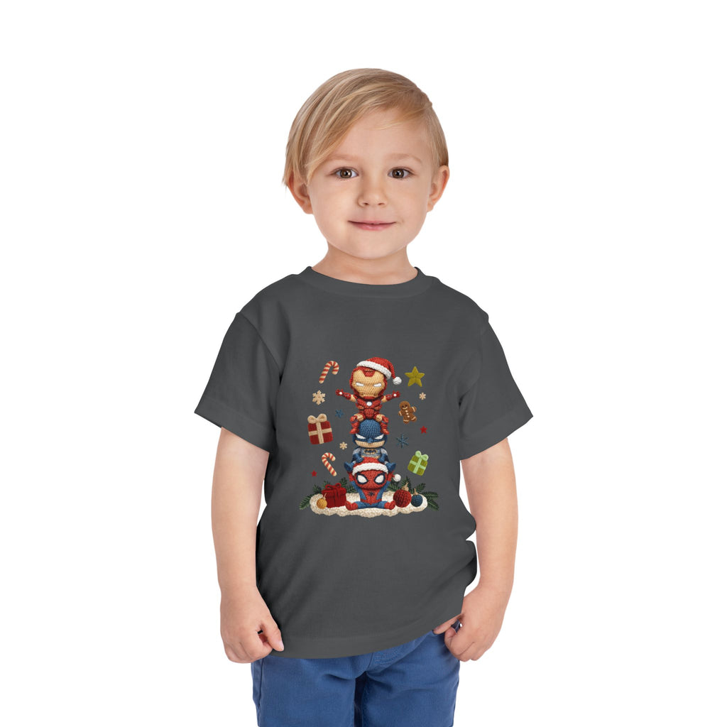 Toddler Tee  Cute Stacked Superhero Christmas Pile christmas kids collection