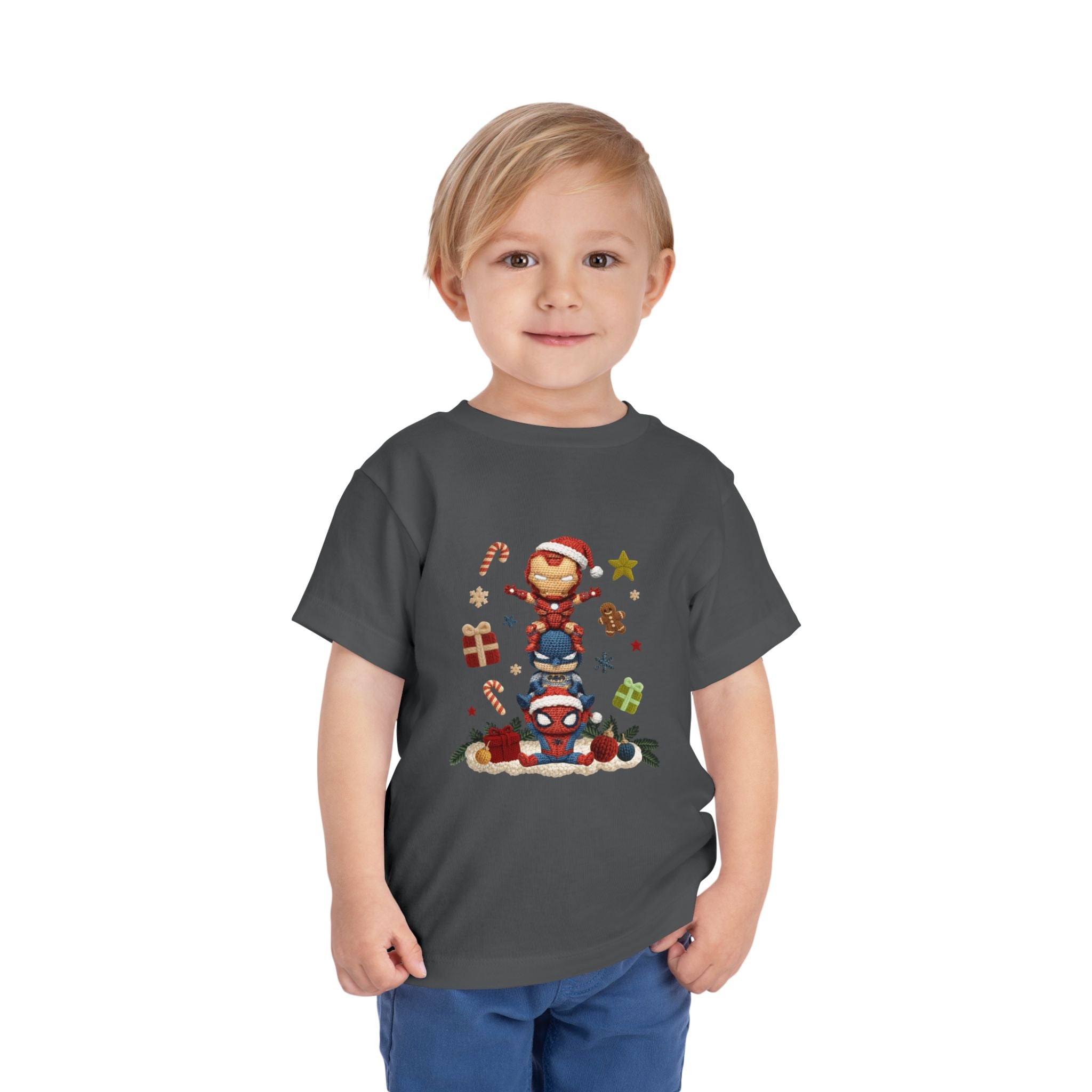 Toddler Tee  Cute Stacked Superhero Christmas Pile christmas kids collection