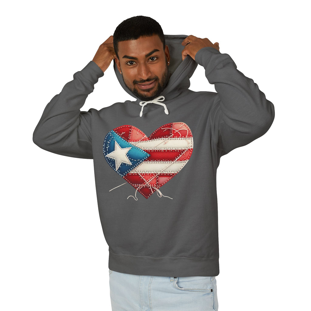 Puerto Rico Heart Flag Hoodie  "Jíbaro" Back Graphic