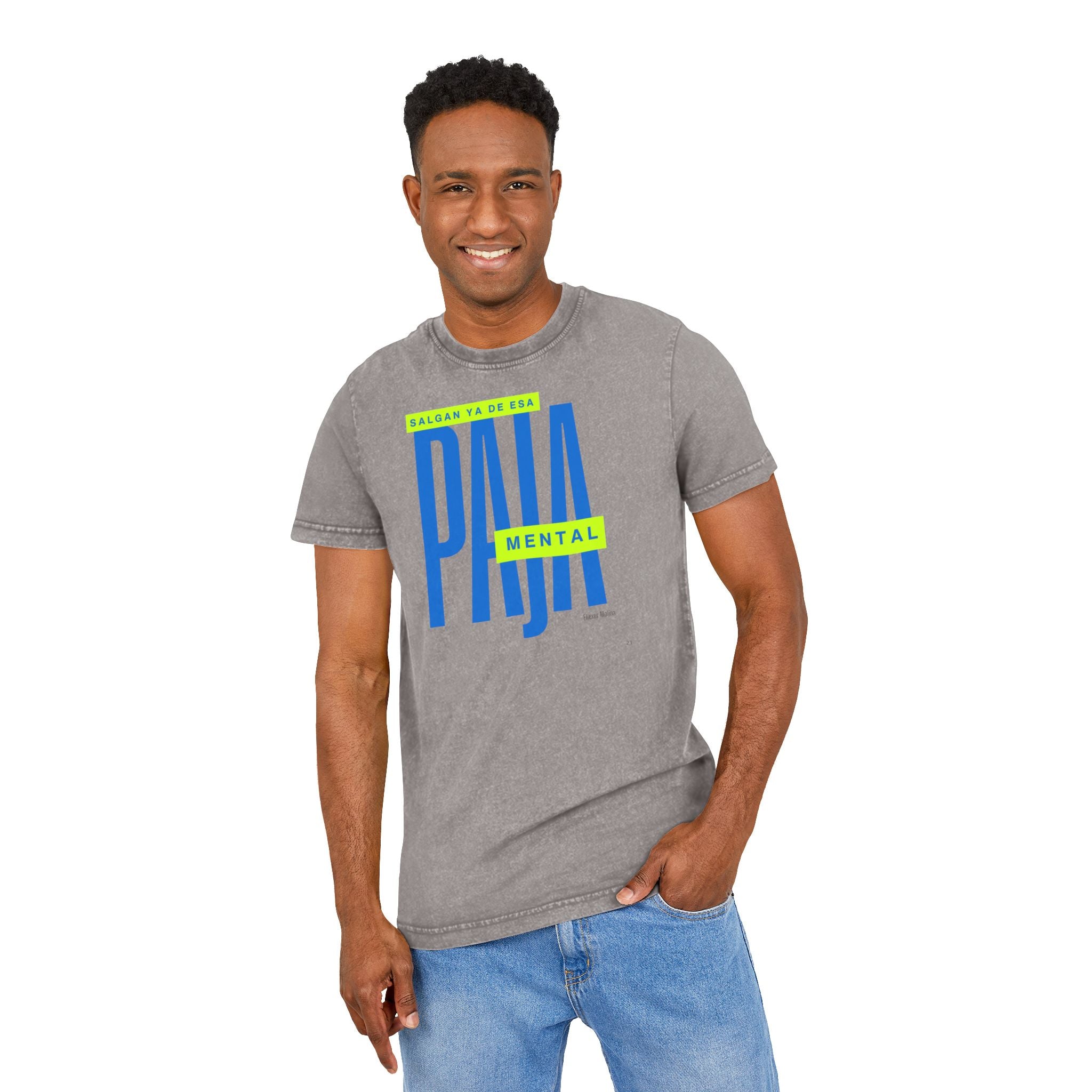 Orgullo puertorriqueño Acid Washed Tee  Bold "Paja Mental" Graphic Streetwear