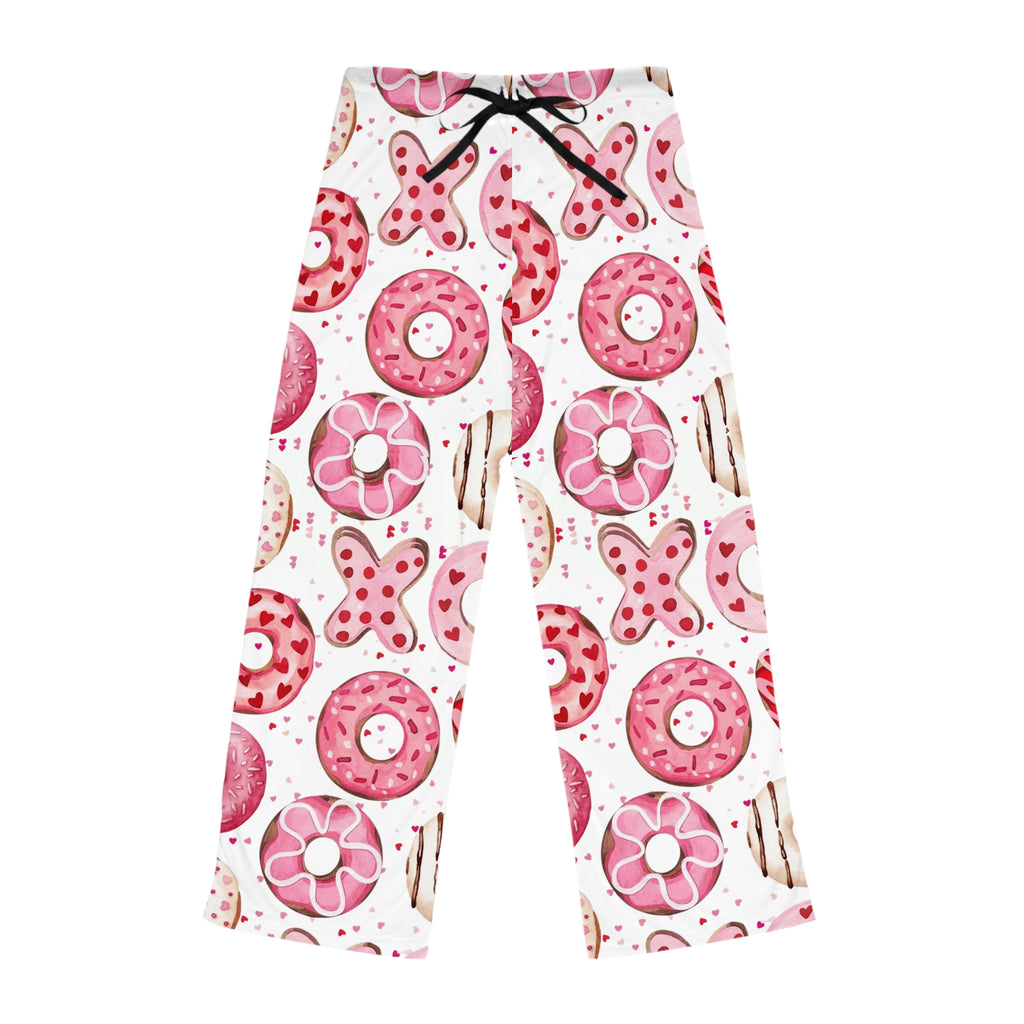 Valentine Donut & XOXO Pajama Pants — Women’s Cozy Pink Heart Sleepwear