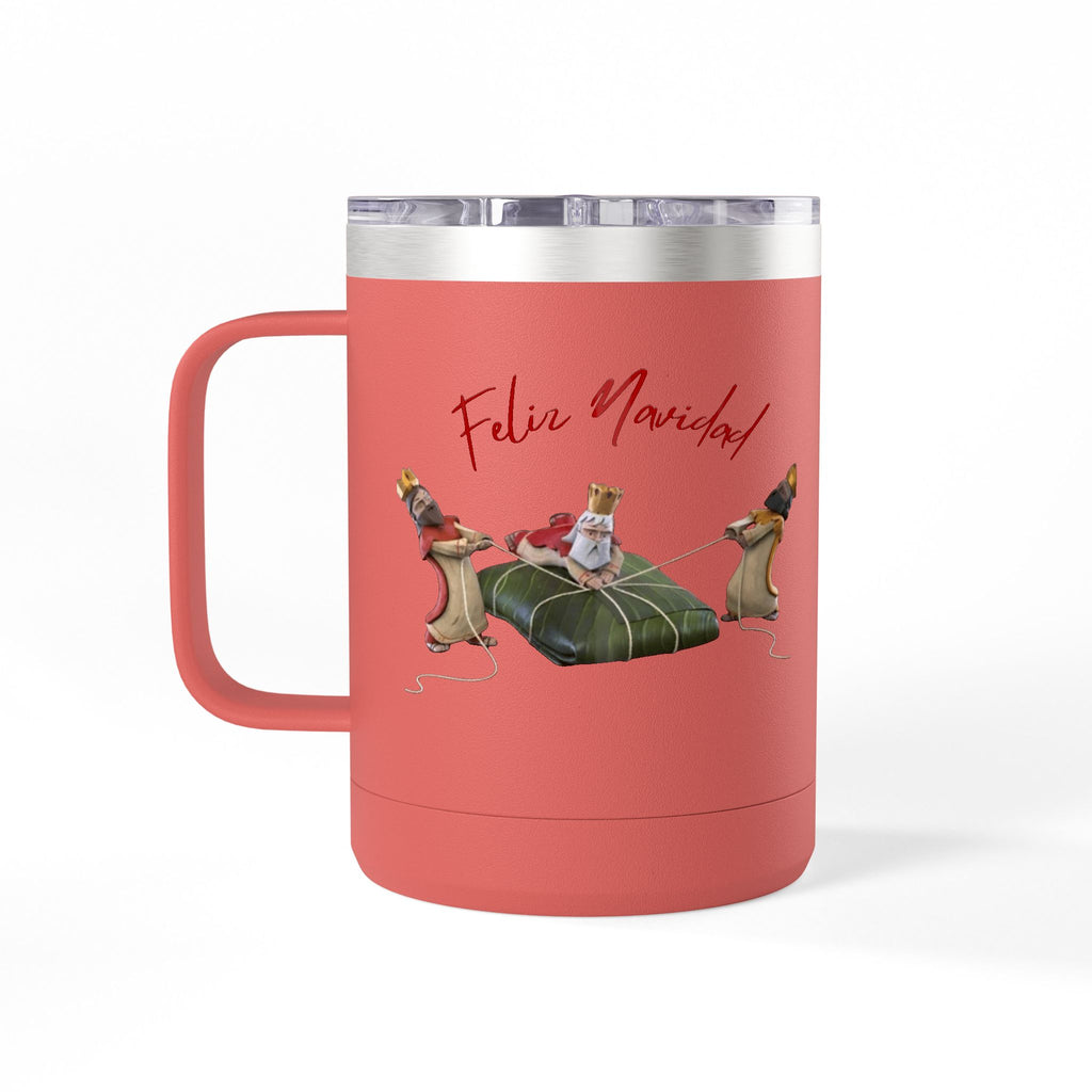 3 KINGS Holiday Travel Tumbler — 'Feliz Navidad' Dachshund Santa Design Coffee Cup for Fun Celebrations