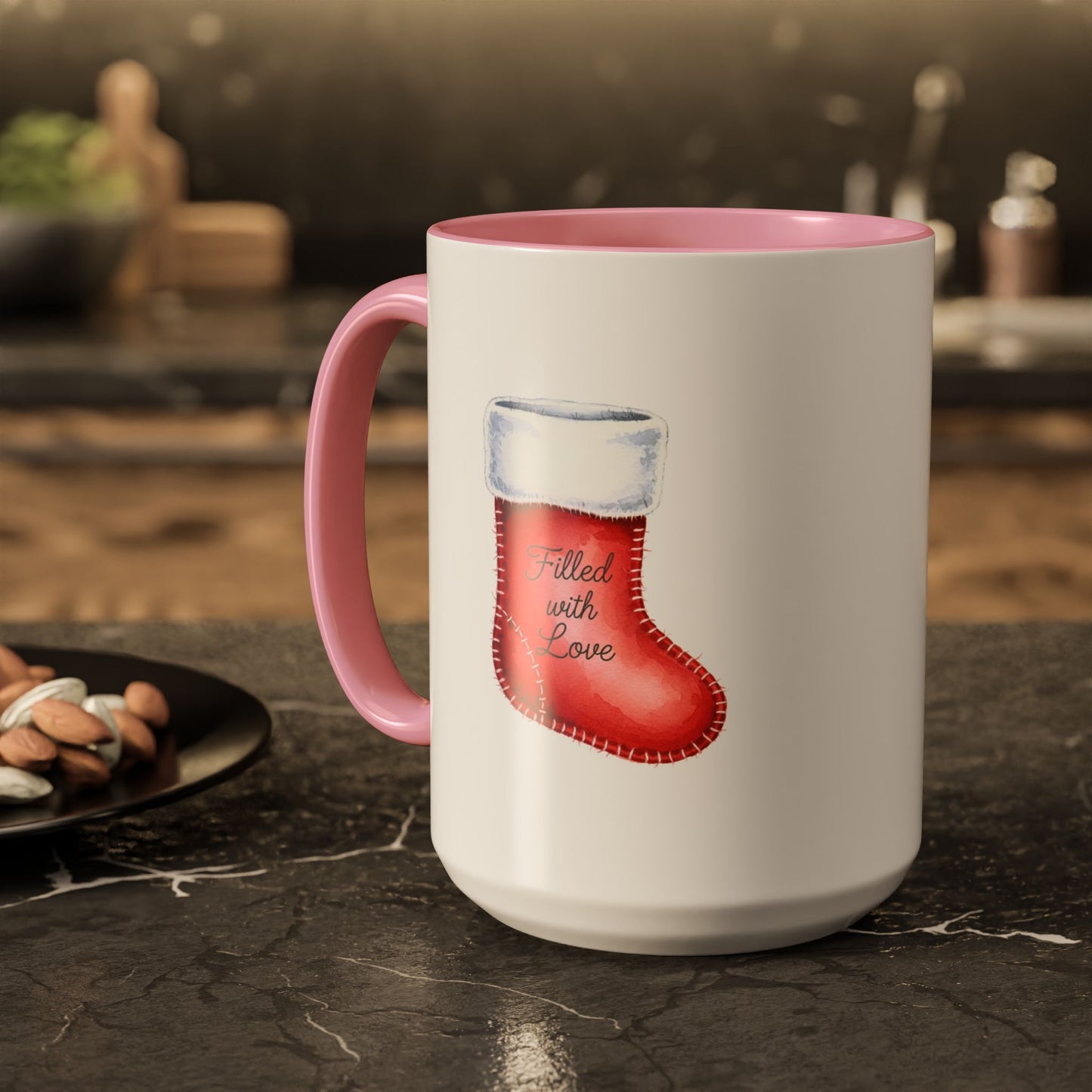 Holiday Mugs Christmas Gift Ideas Hot Cocoa & Coffee Cup Designs Filled with Love - Colorful 11oz & 15oz