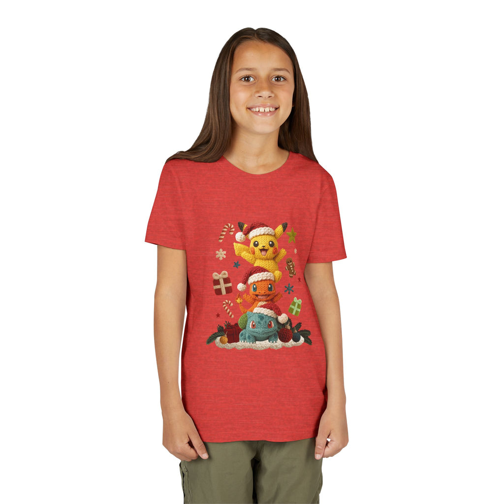 Kids Holiday Tee  Cute Stacked cartoon Characters Christmas Design