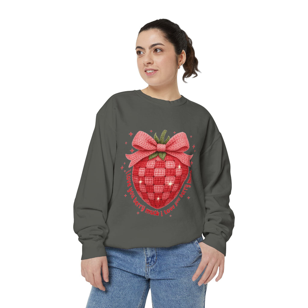 Strawberry Bow Sweatshirt  "I Love You Berry Much" Cute Valentine Pullover