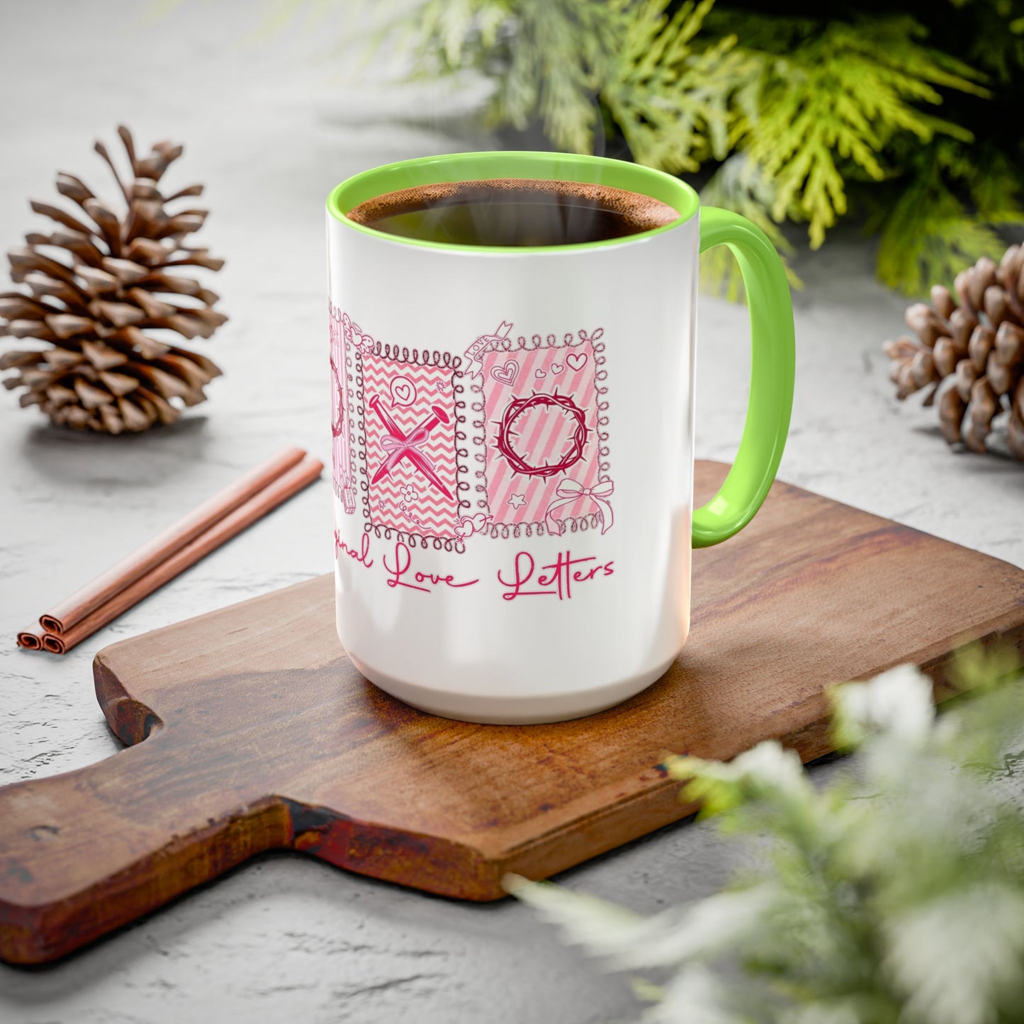 Love Letters XOXO Ceramic Mug — Colorful 11oz & 15oz Coffee Cup
